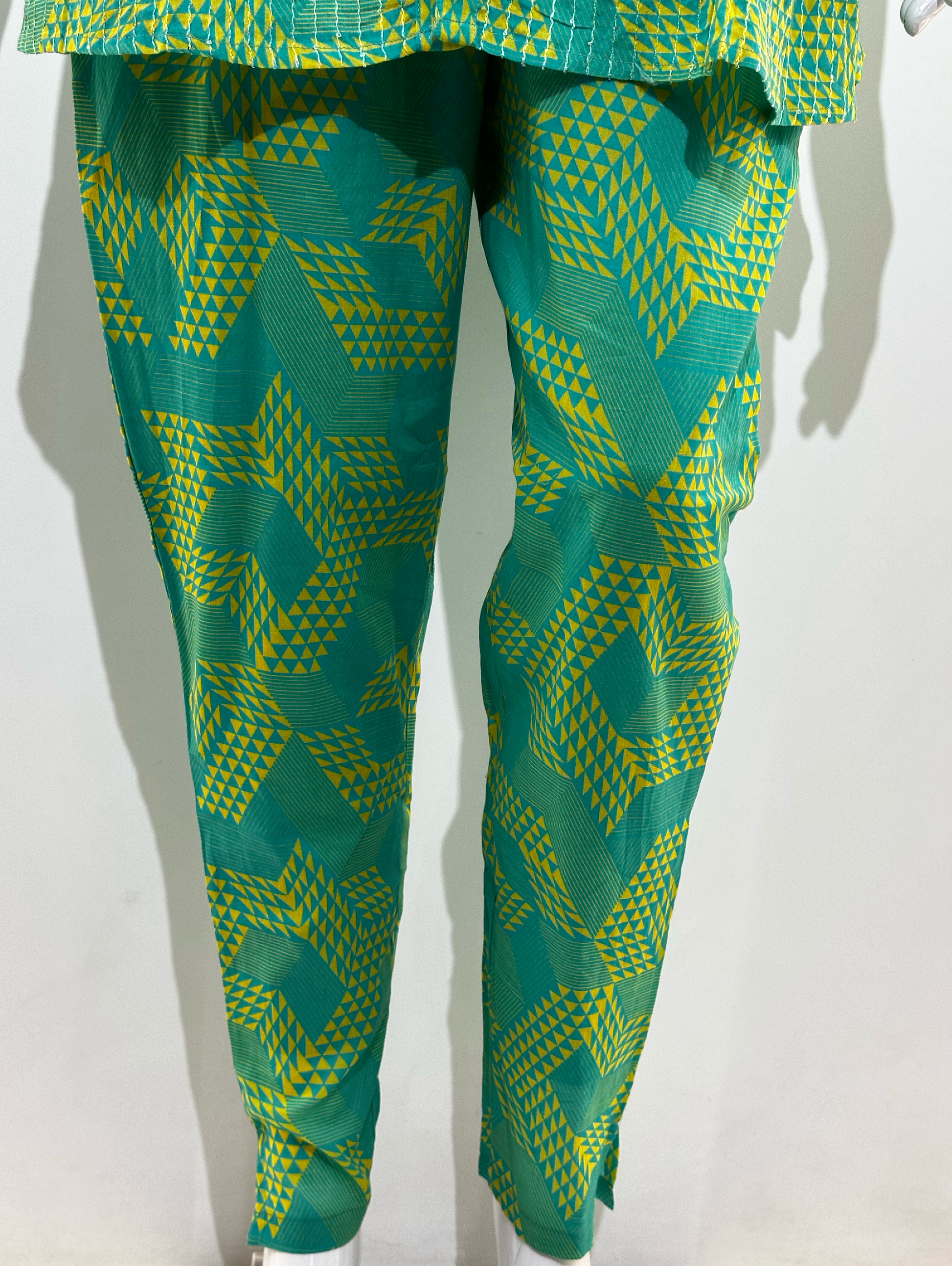 Green Pattern Embroidery Coord Set
