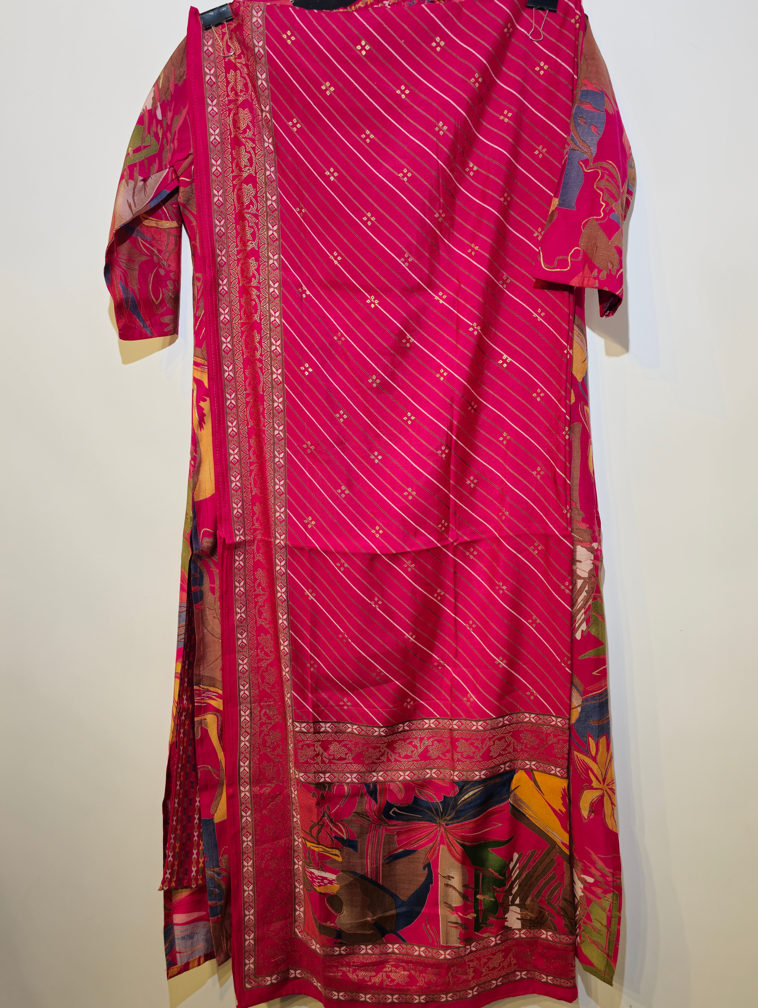 Image of Pure Muslin Straight Kurti Set - 3 Piece