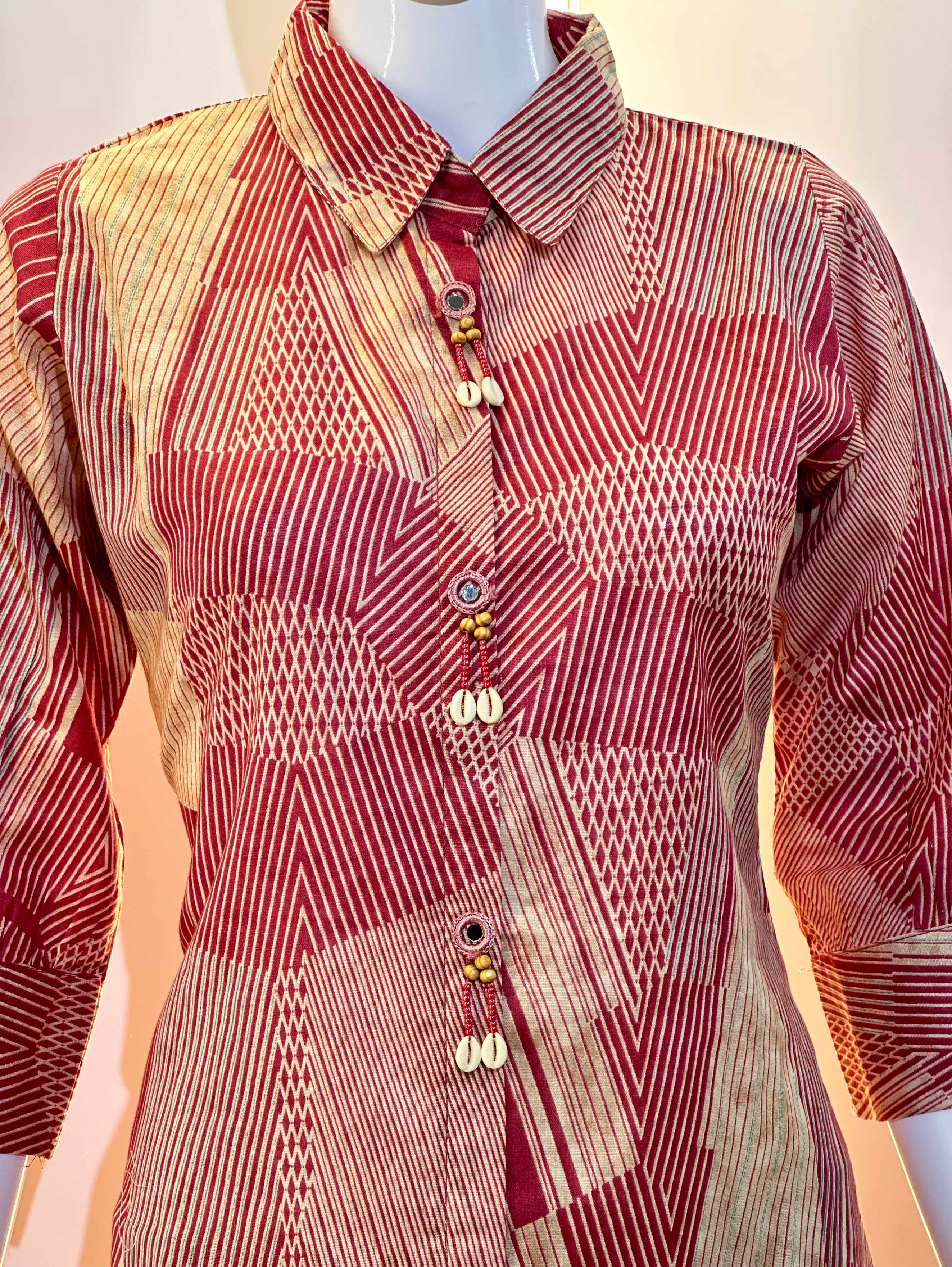 Image of Red Cotton Coords with Embroidery work