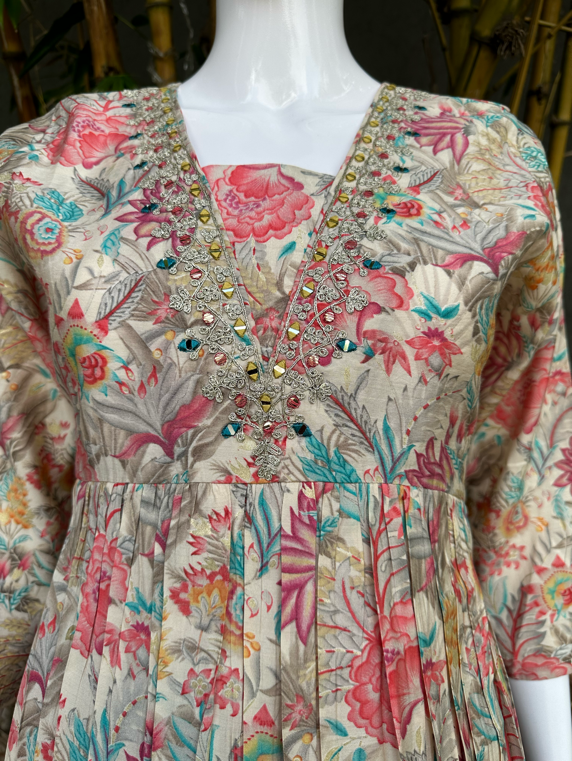 Muslin Flower Print V Neck Mirror coords