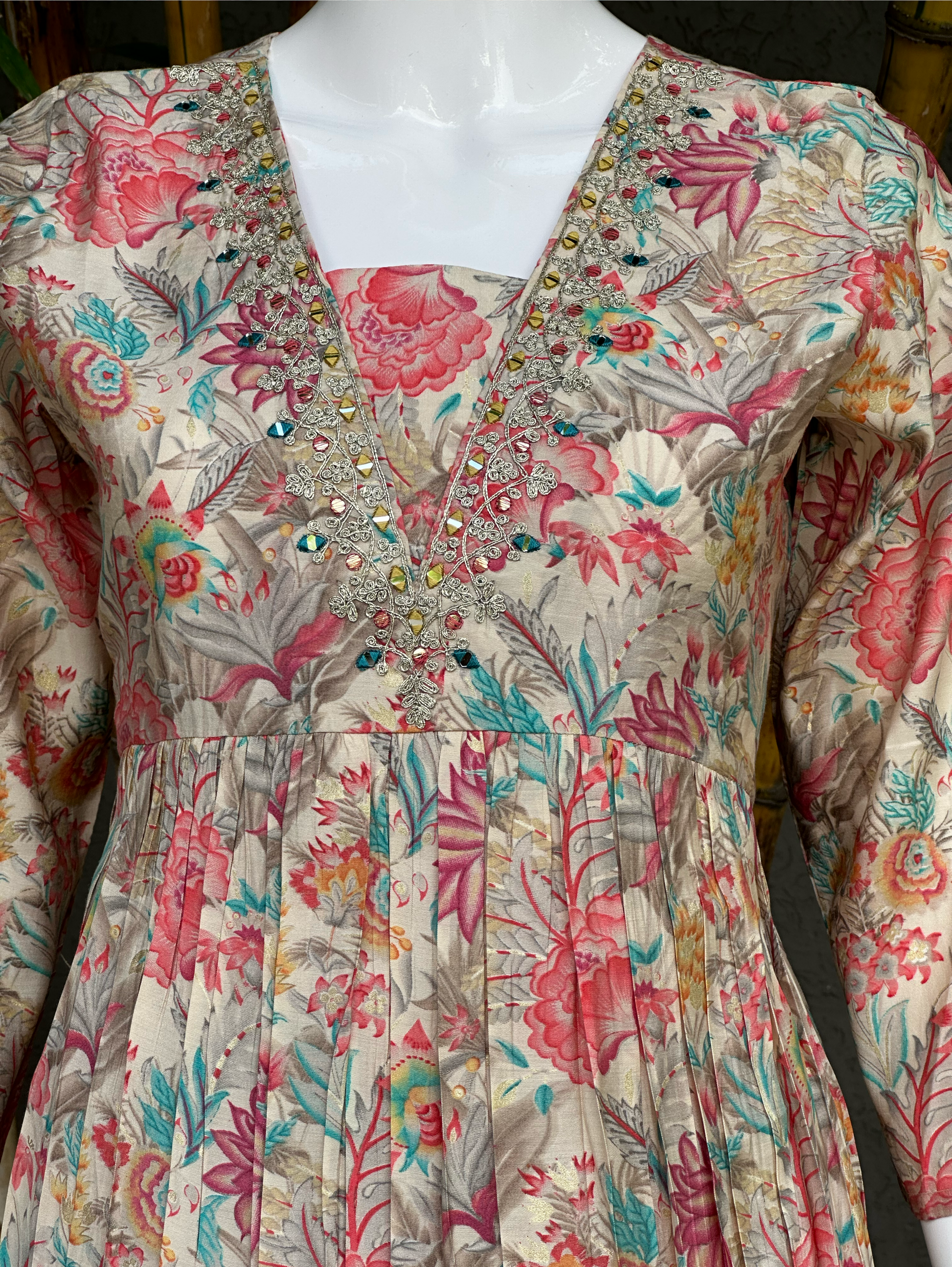 Muslin Flower Print V Neck Mirror coords