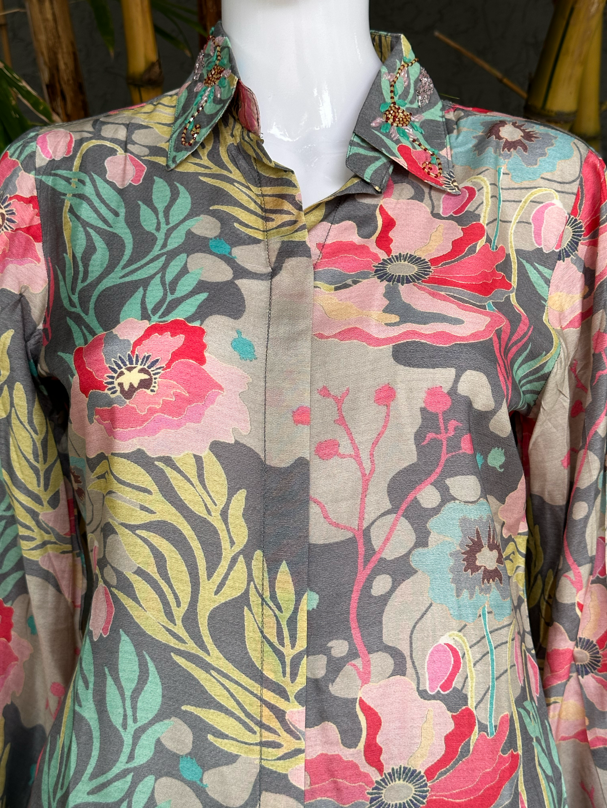 Muslin Flower Print Coord Set with Hand work