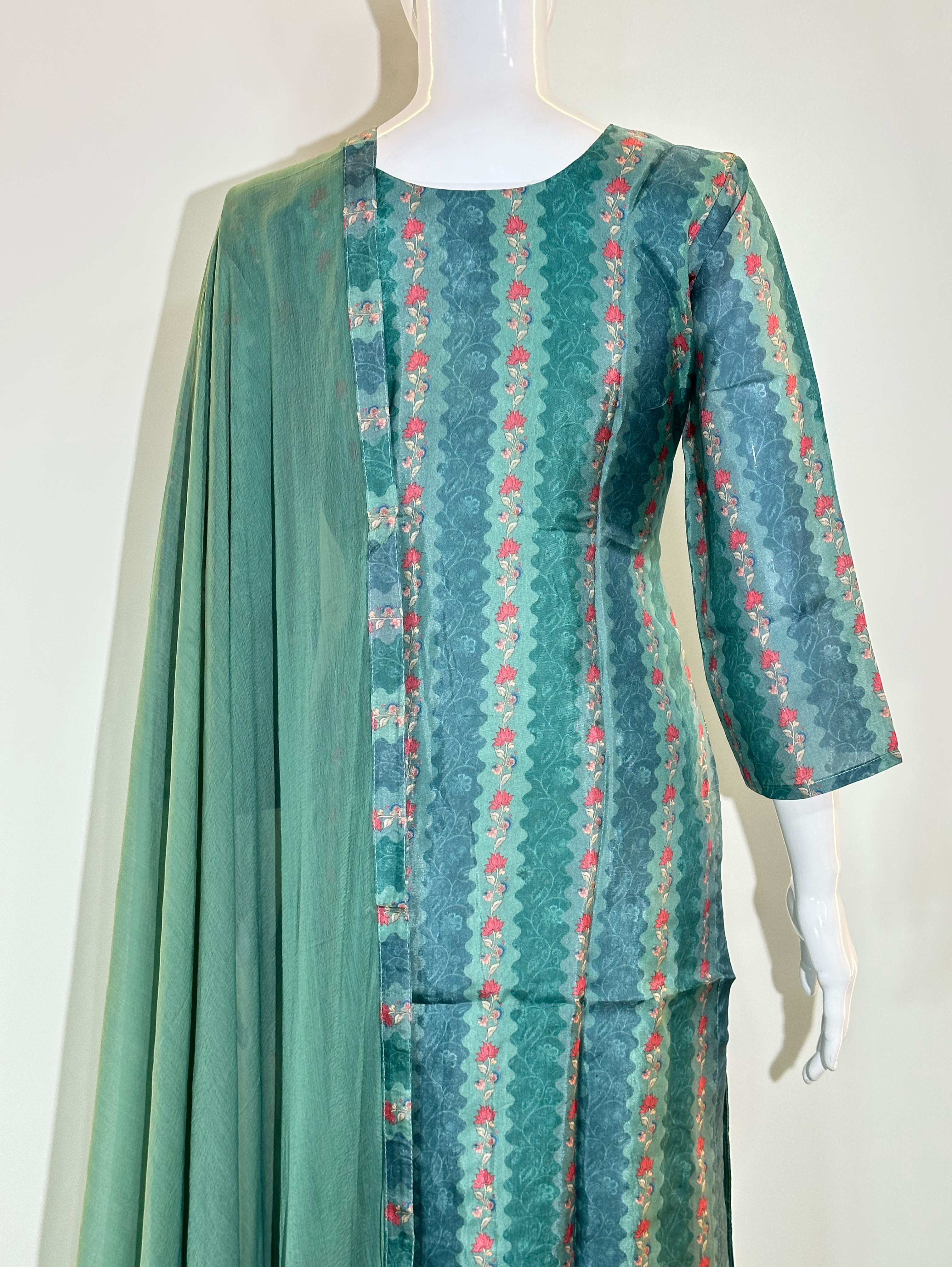 Image of Pure Silk Neck work Kurti Set