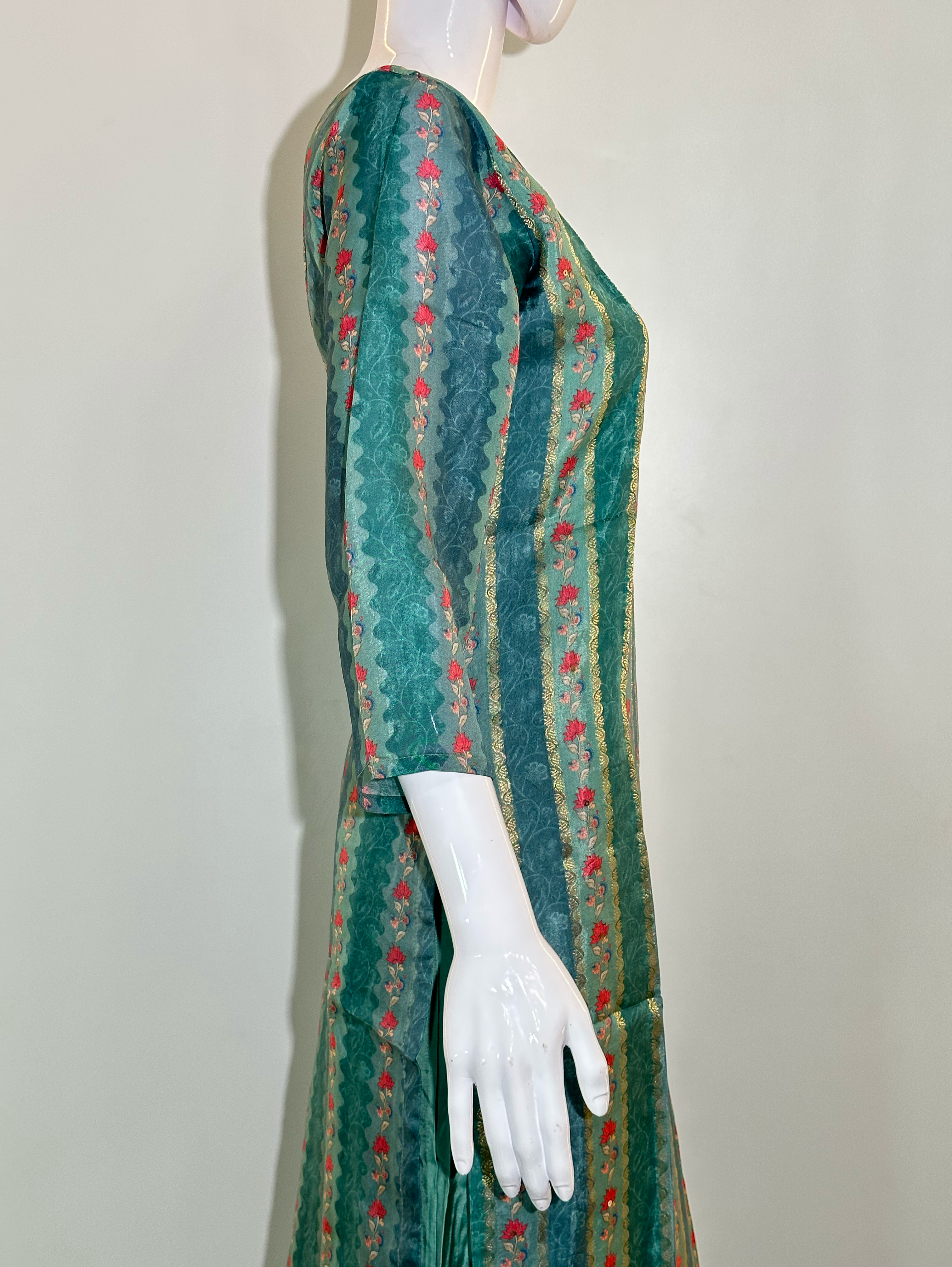 Pure Silk Neck work Kurti Set