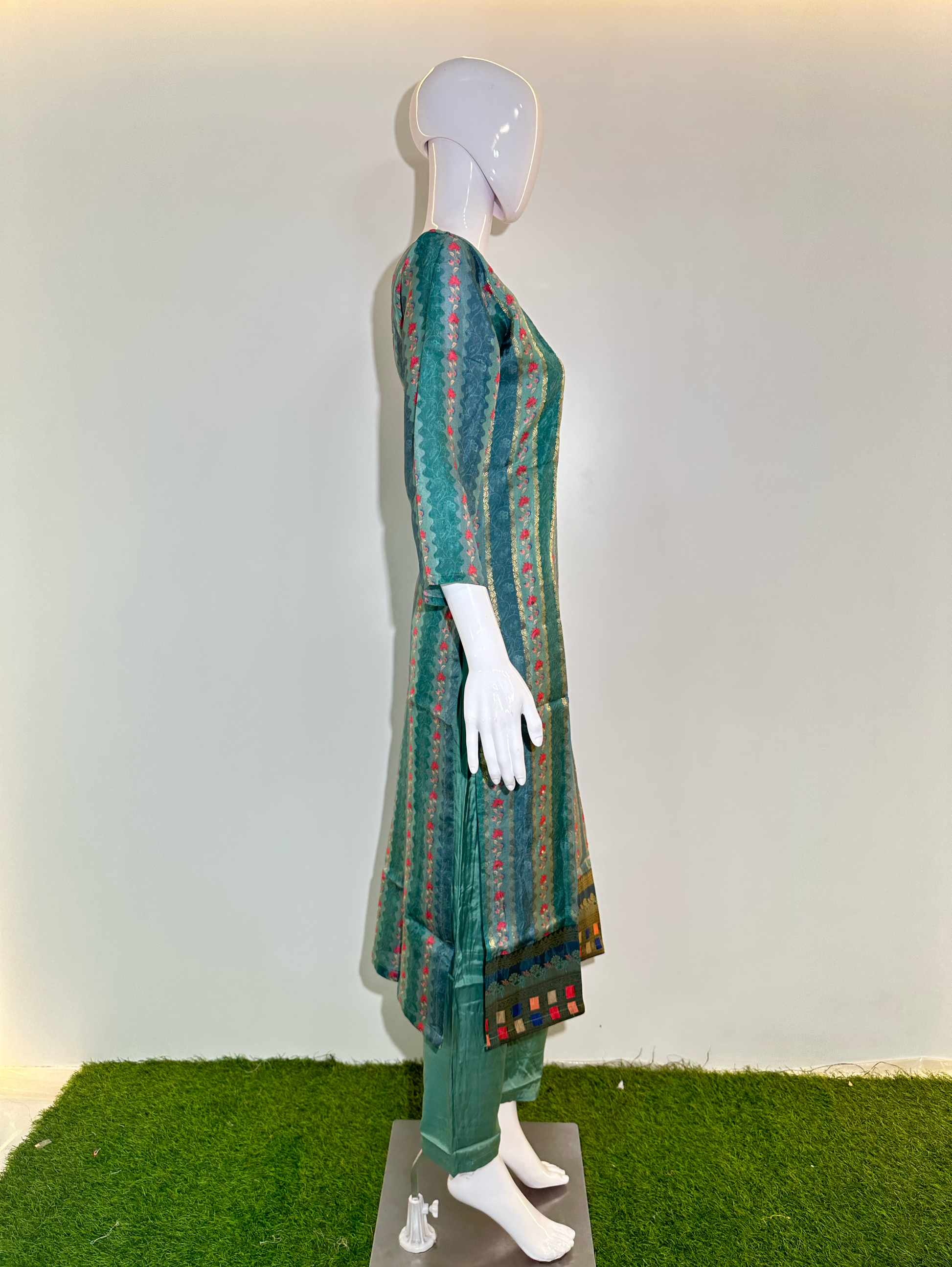 Pure Silk Neck work Kurti Set