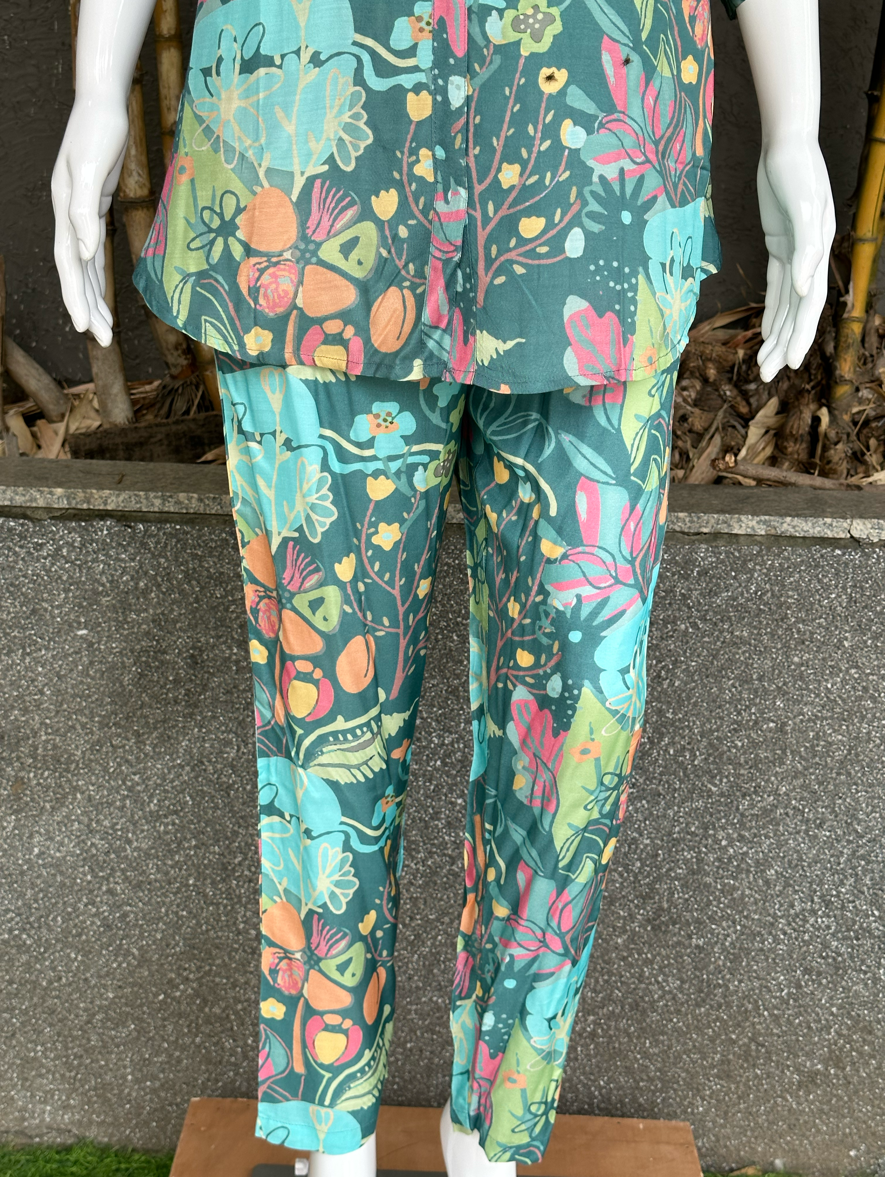 Image of Muslin Collar Embroidery Coord Sets - Teal blue