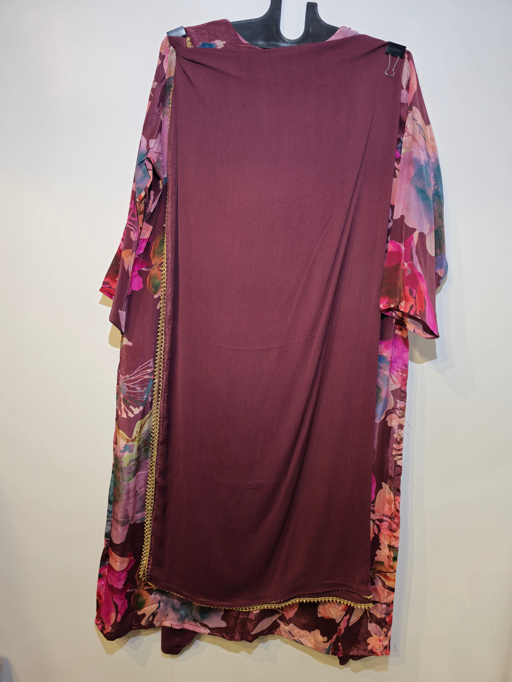 Pure Crepe Big Size Straight Kurti Set - 3 Piece