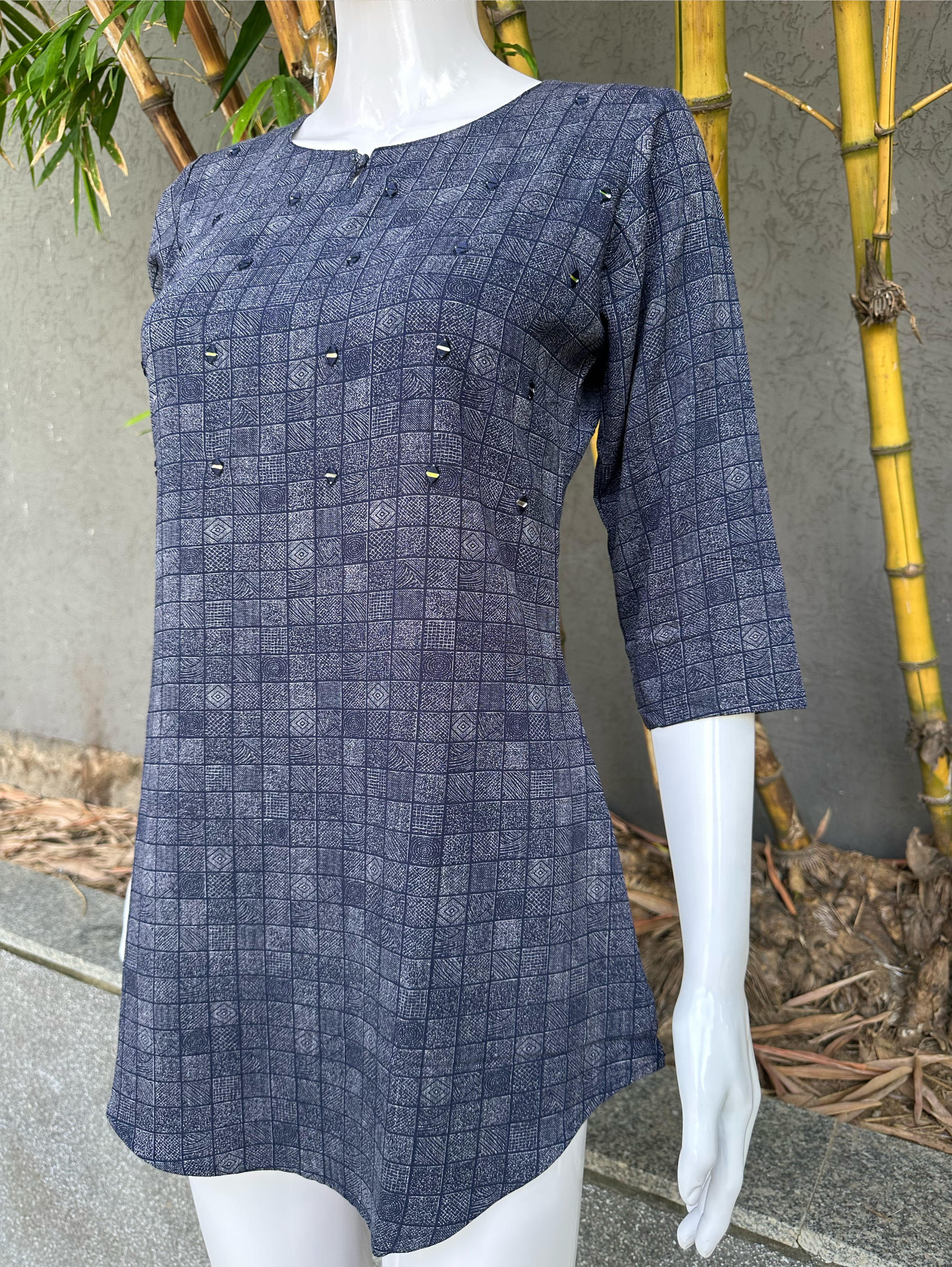 Image of Lycra Imported Fabric Mirror work Tunic