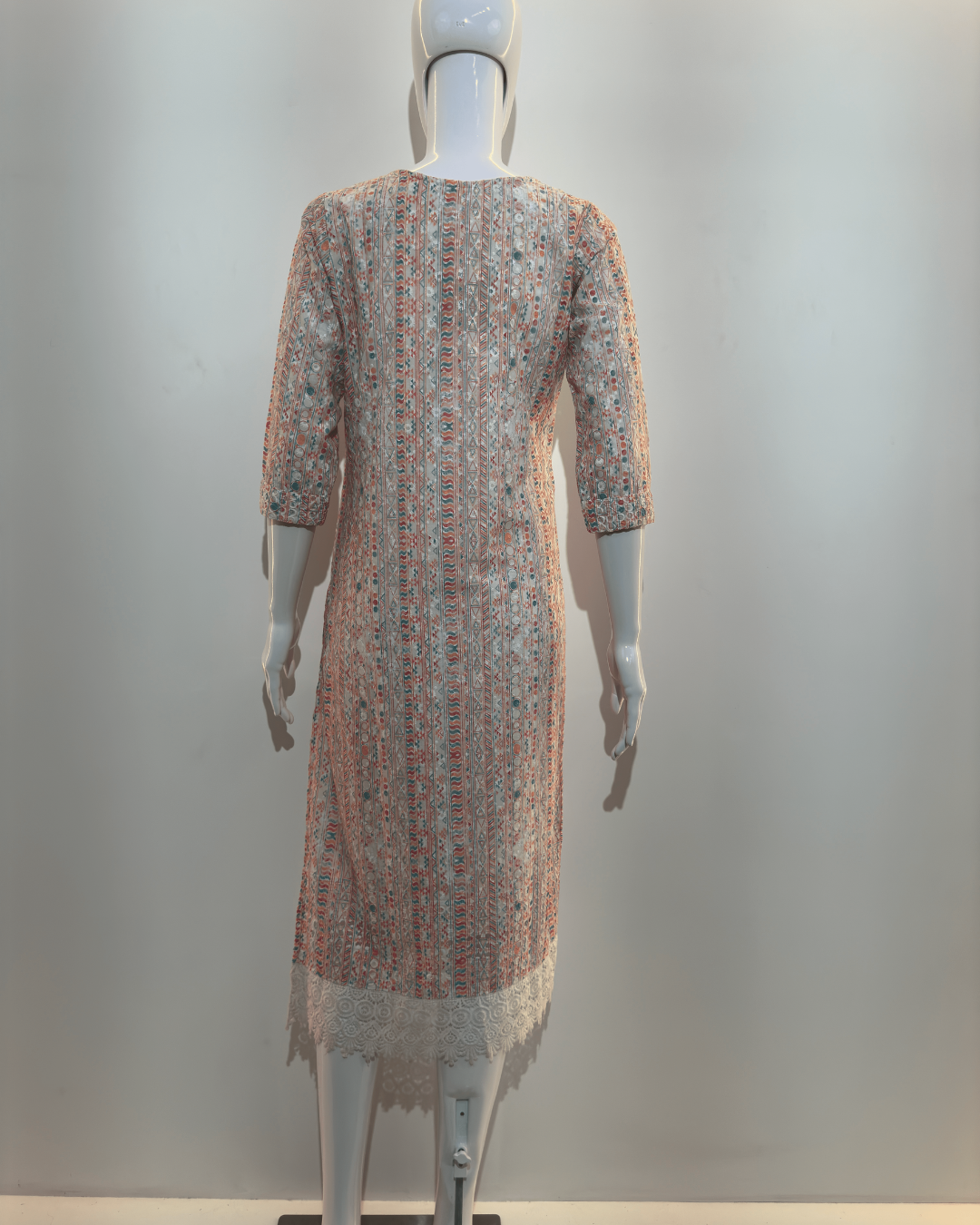 Lucknowi work Cotton Straight Kurti