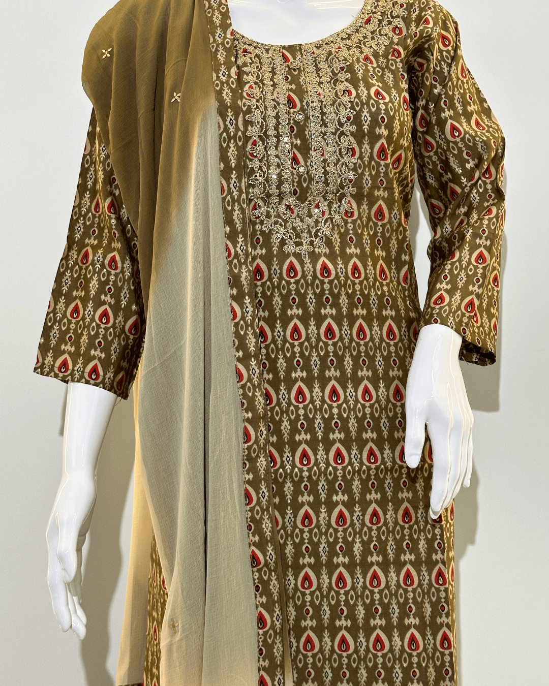 Muslin Straight Kurti Set - 3 Piece