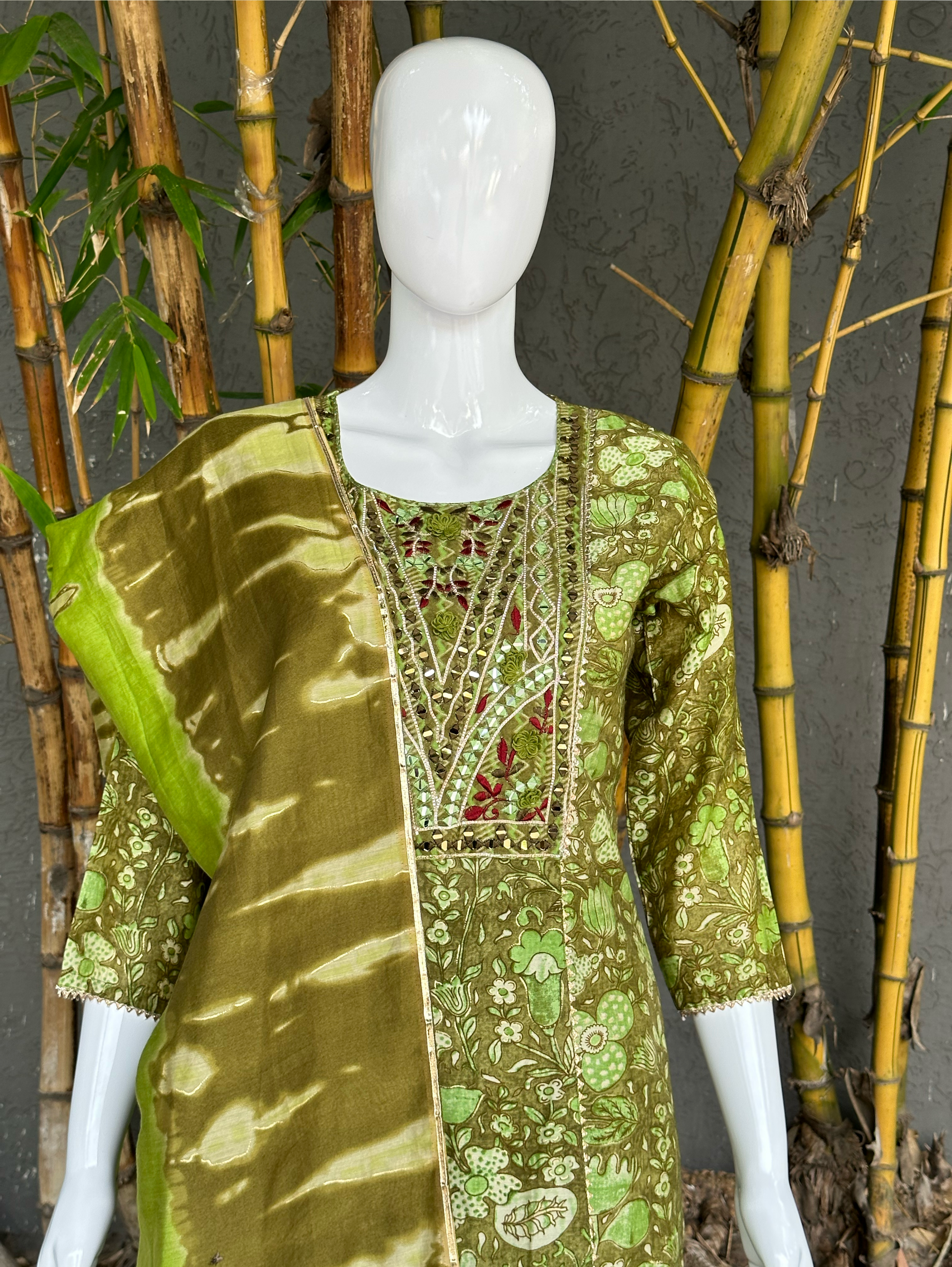 Muslin 3 Piece Embroidery kurti Set