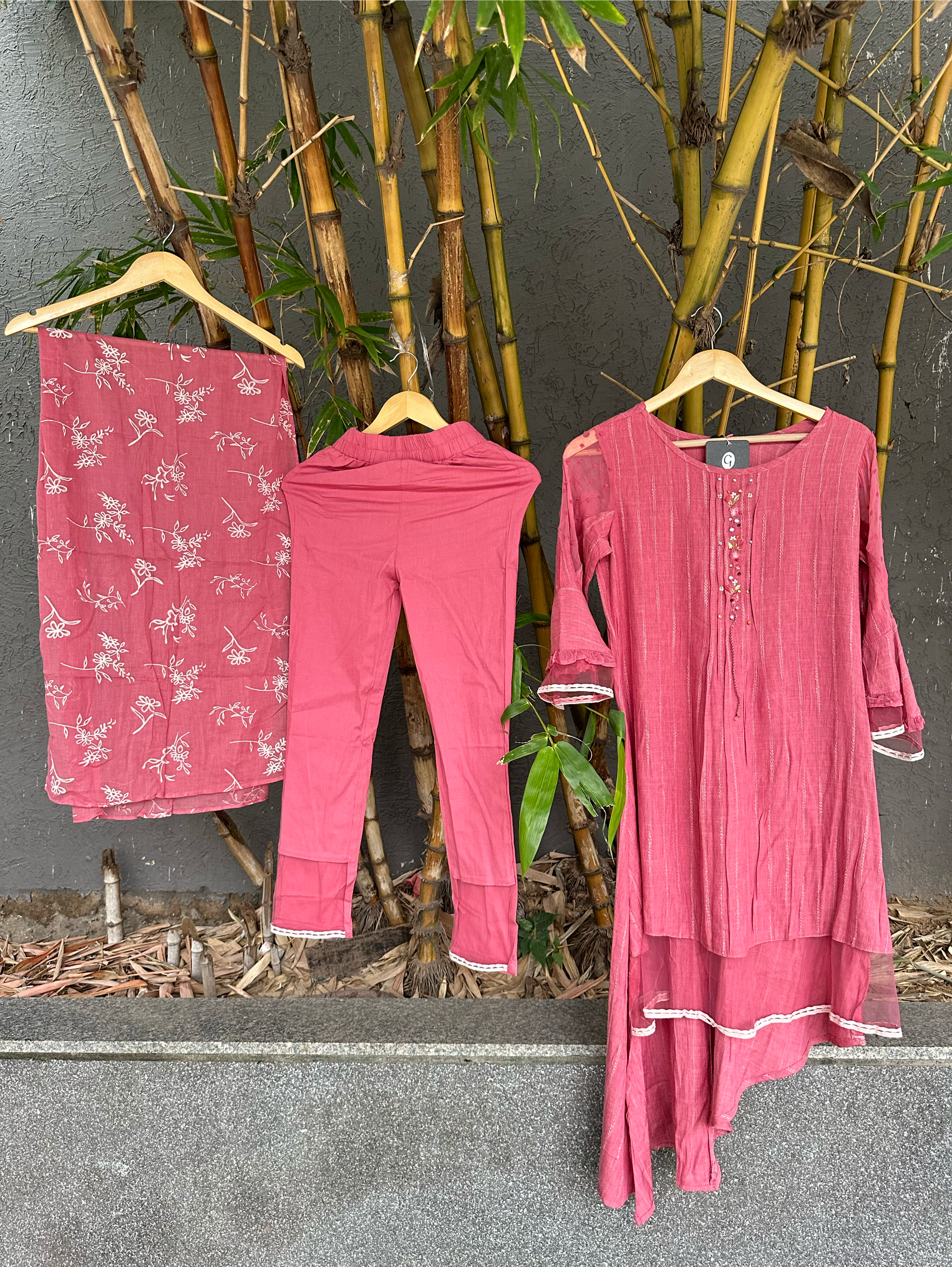 Image of Rayon Slub 3 Piece with Scarf & Lycra Pant