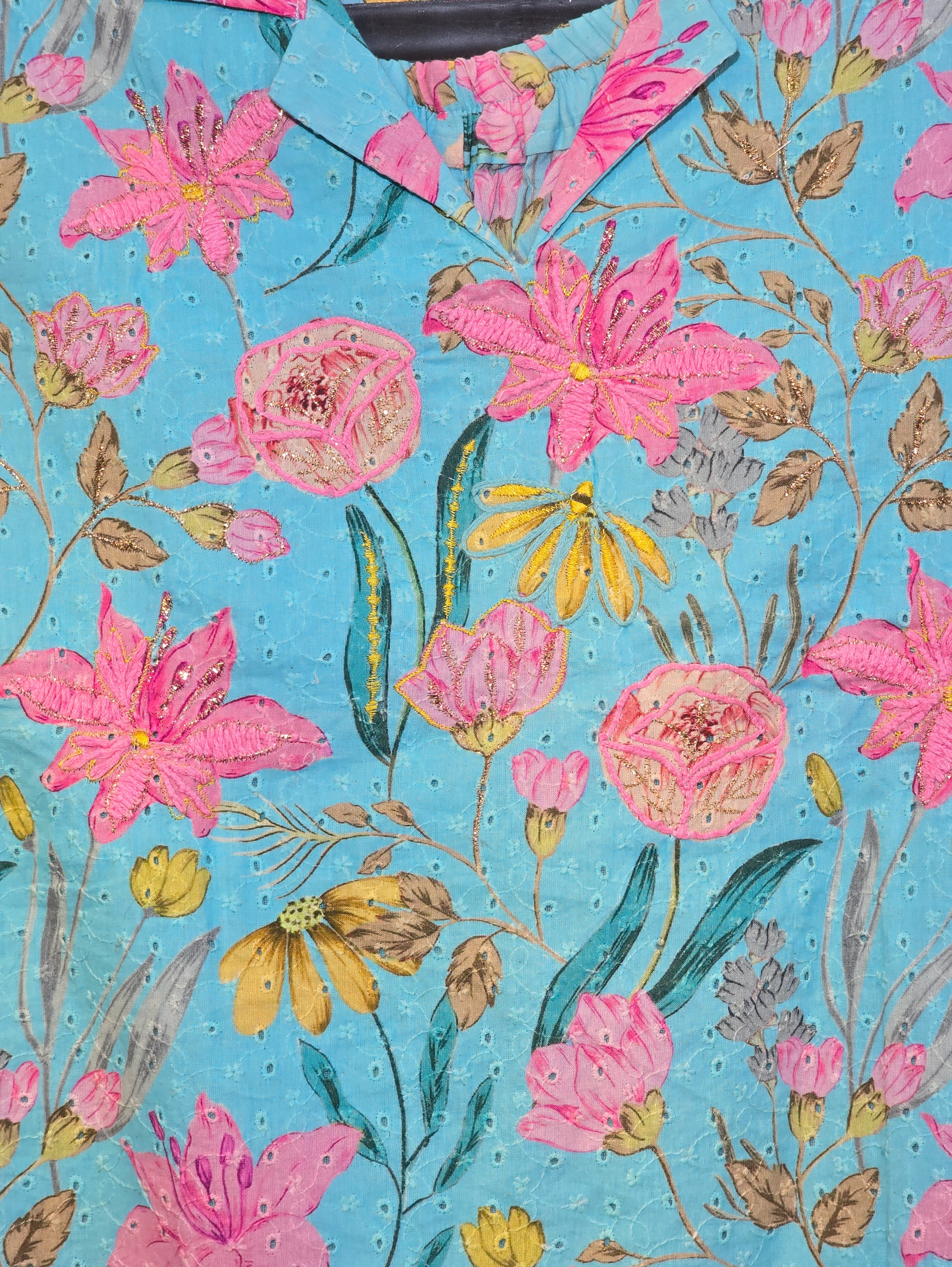 Image of Designer Mull Cotton Lucknowi Coords