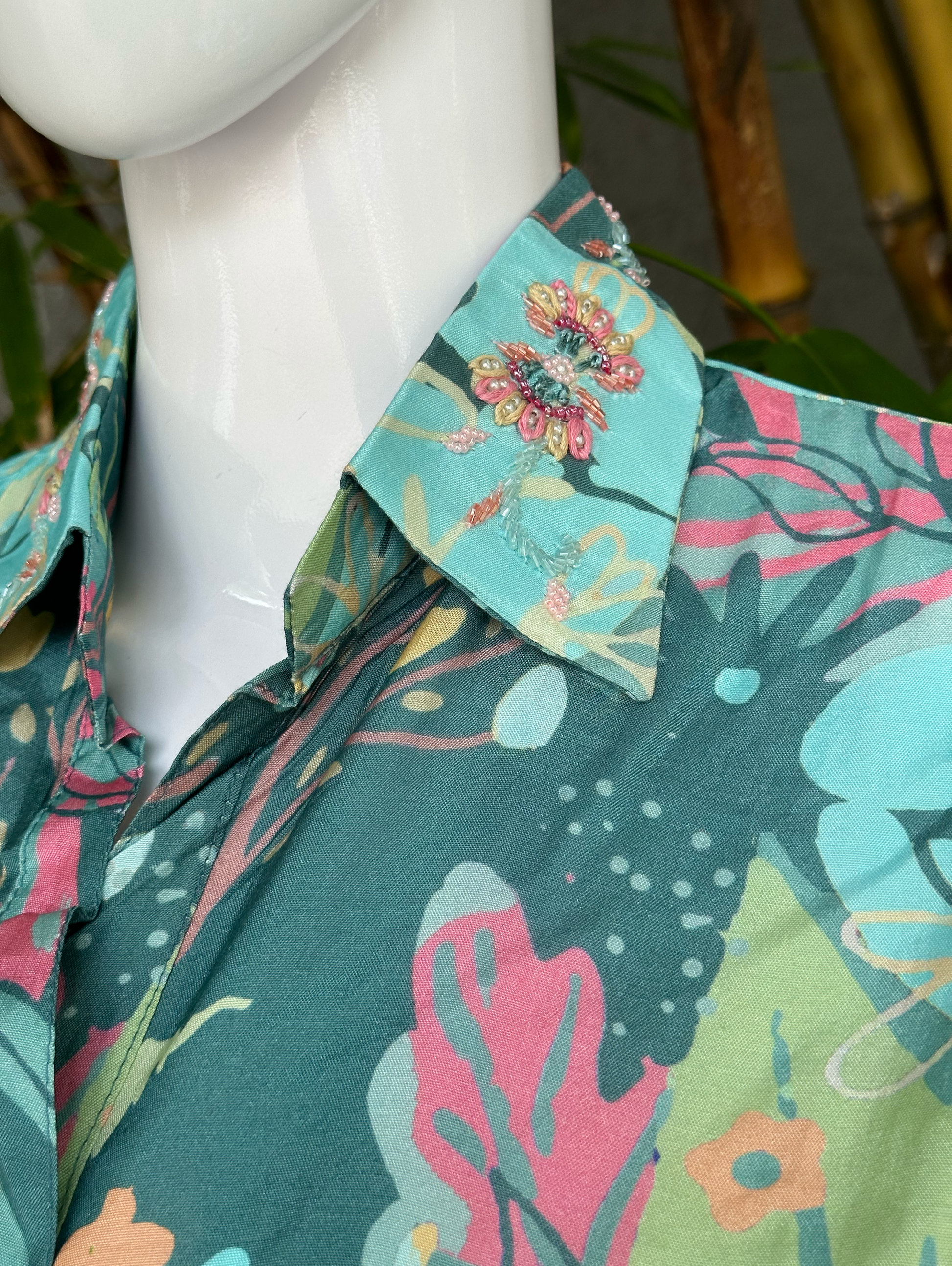 Muslin with Collar and Pocket Embroidery Coords
