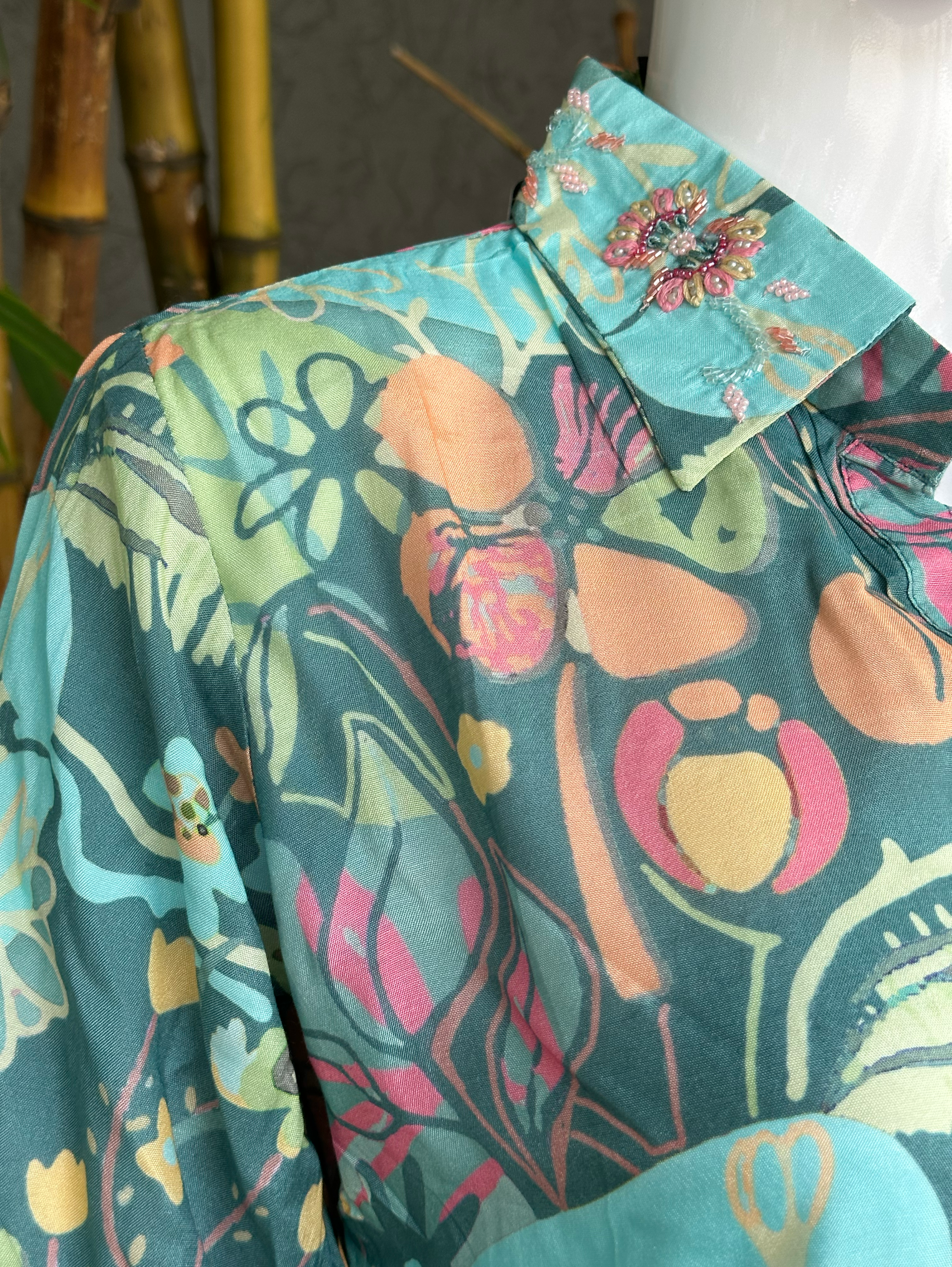 Image of Muslin with Collar and Pocket Embroidery Coords