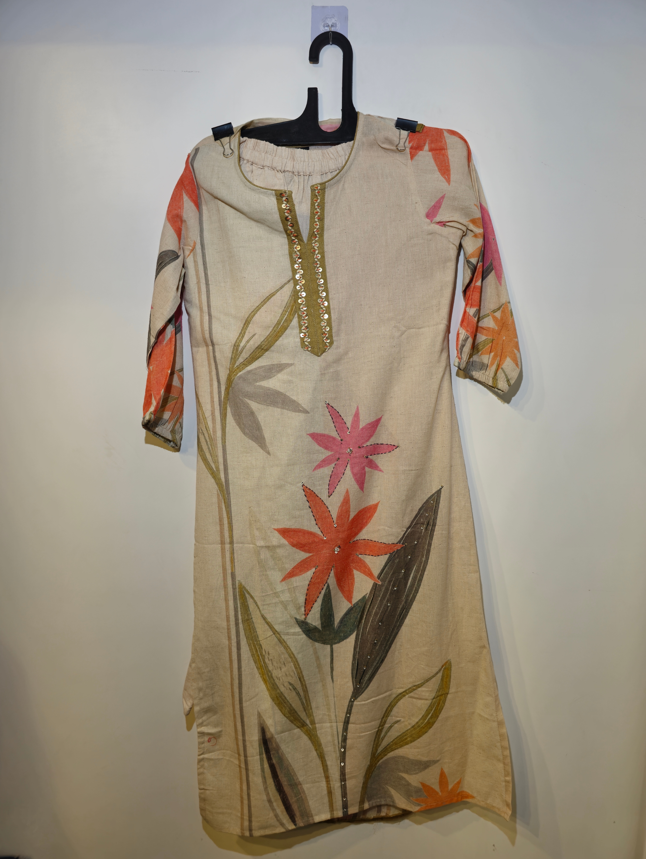 Image of Pure Cotton Straight Kurti Set - 3 Piece