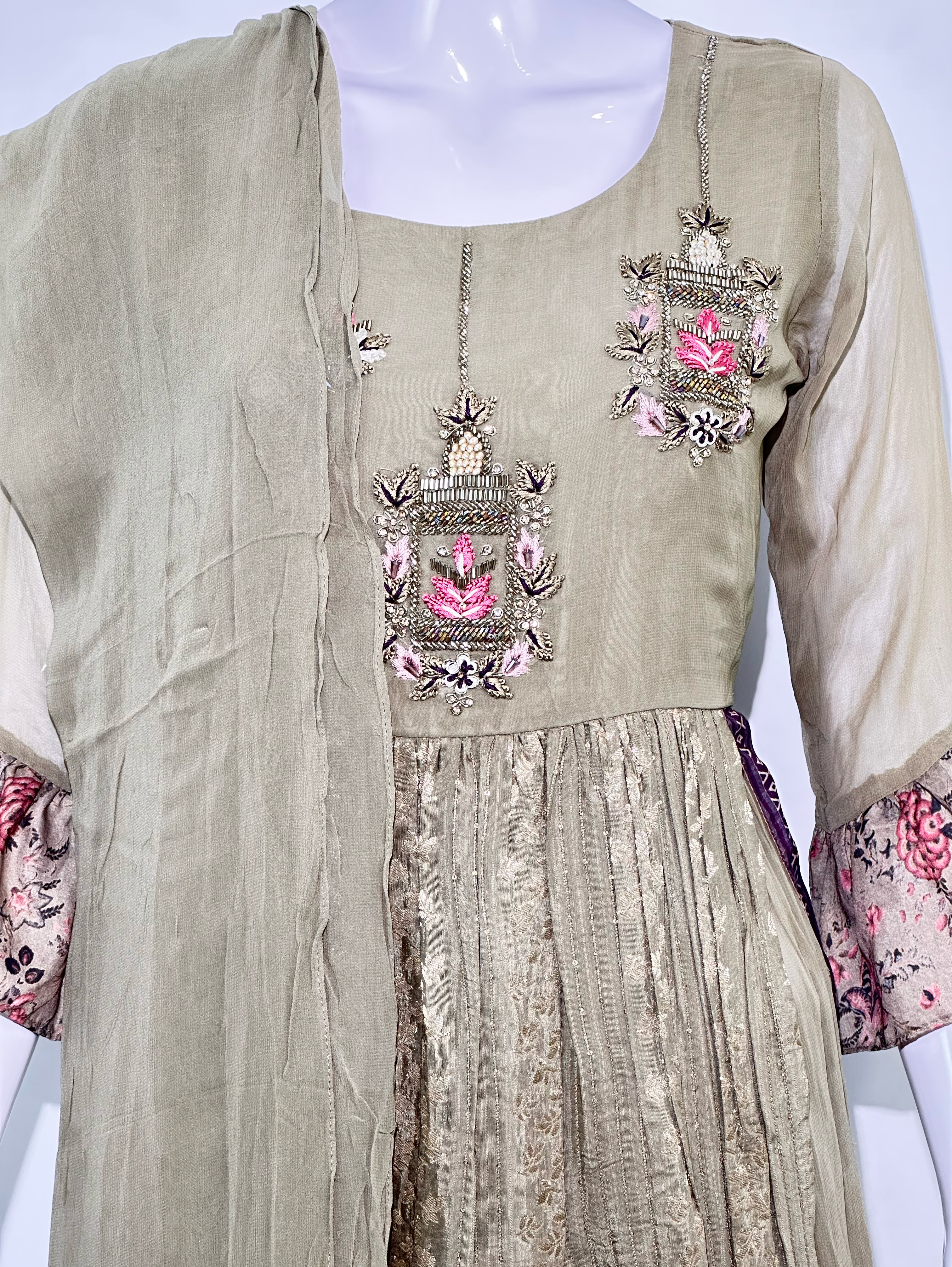Image of Georgette Naira Cut 3 Piece Palazzo Set