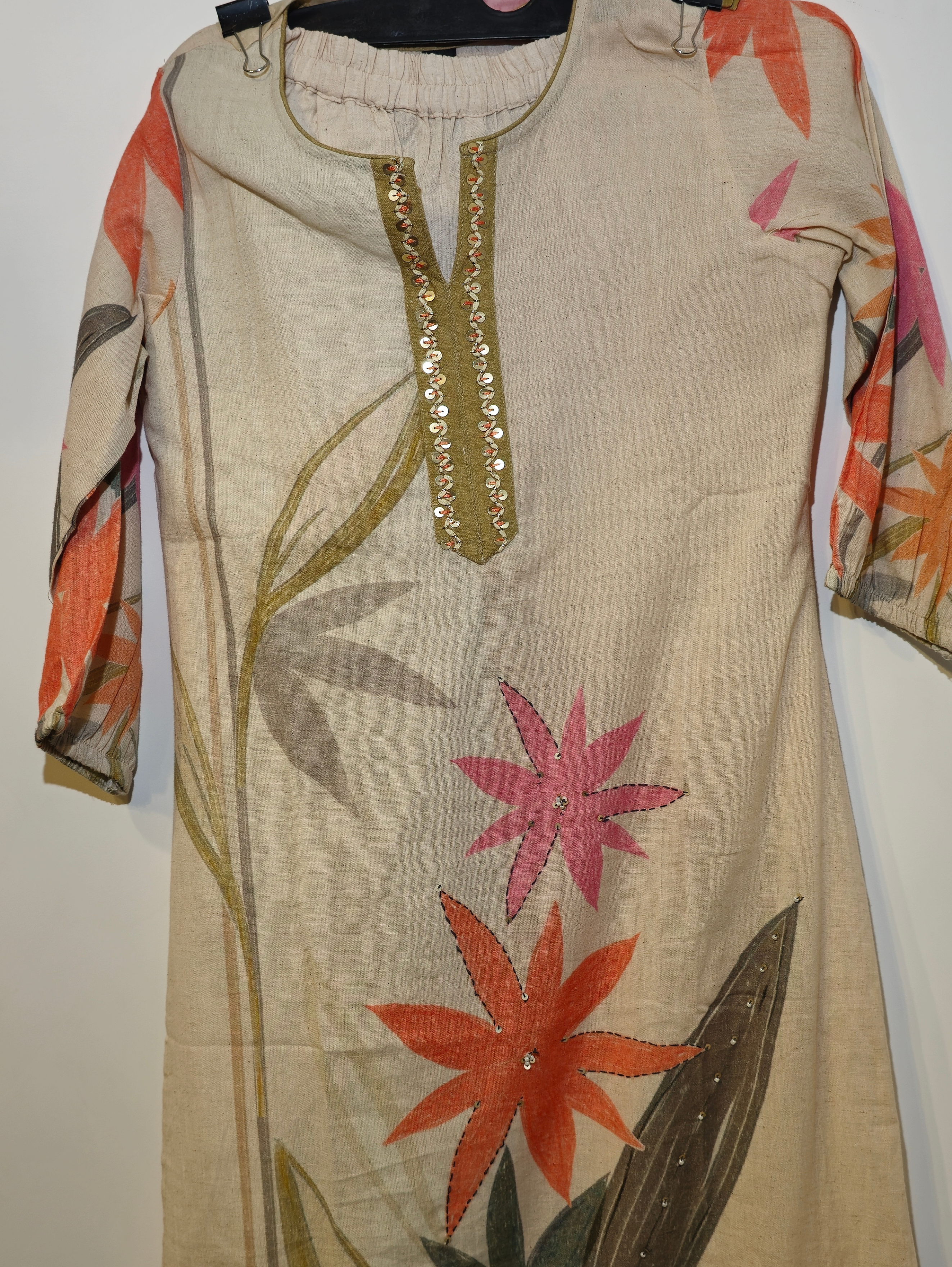 Image of Pure Cotton Straight Kurti Set - 3 Piece