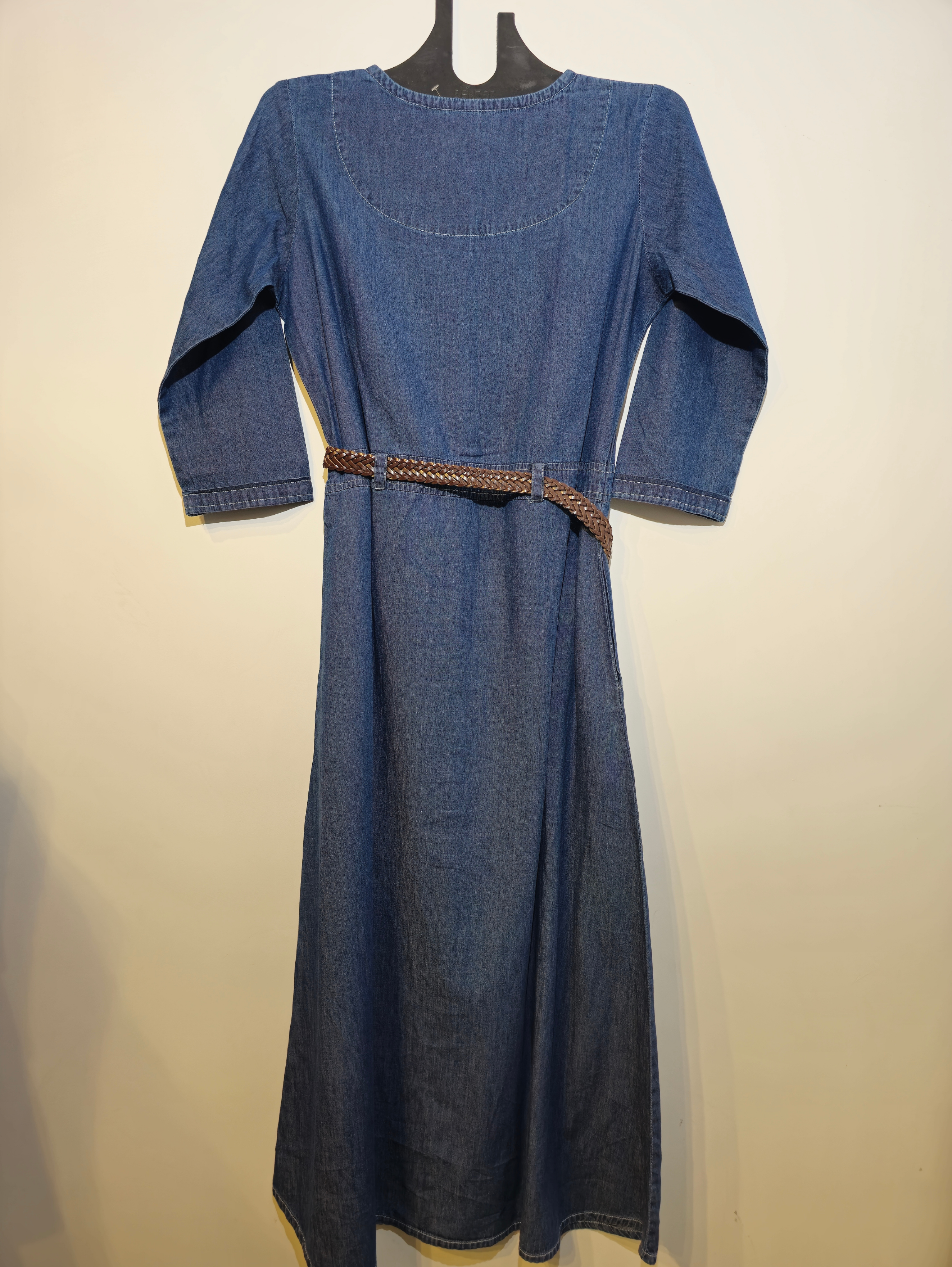 Image of Designer Denim Straight Kurti with Belt