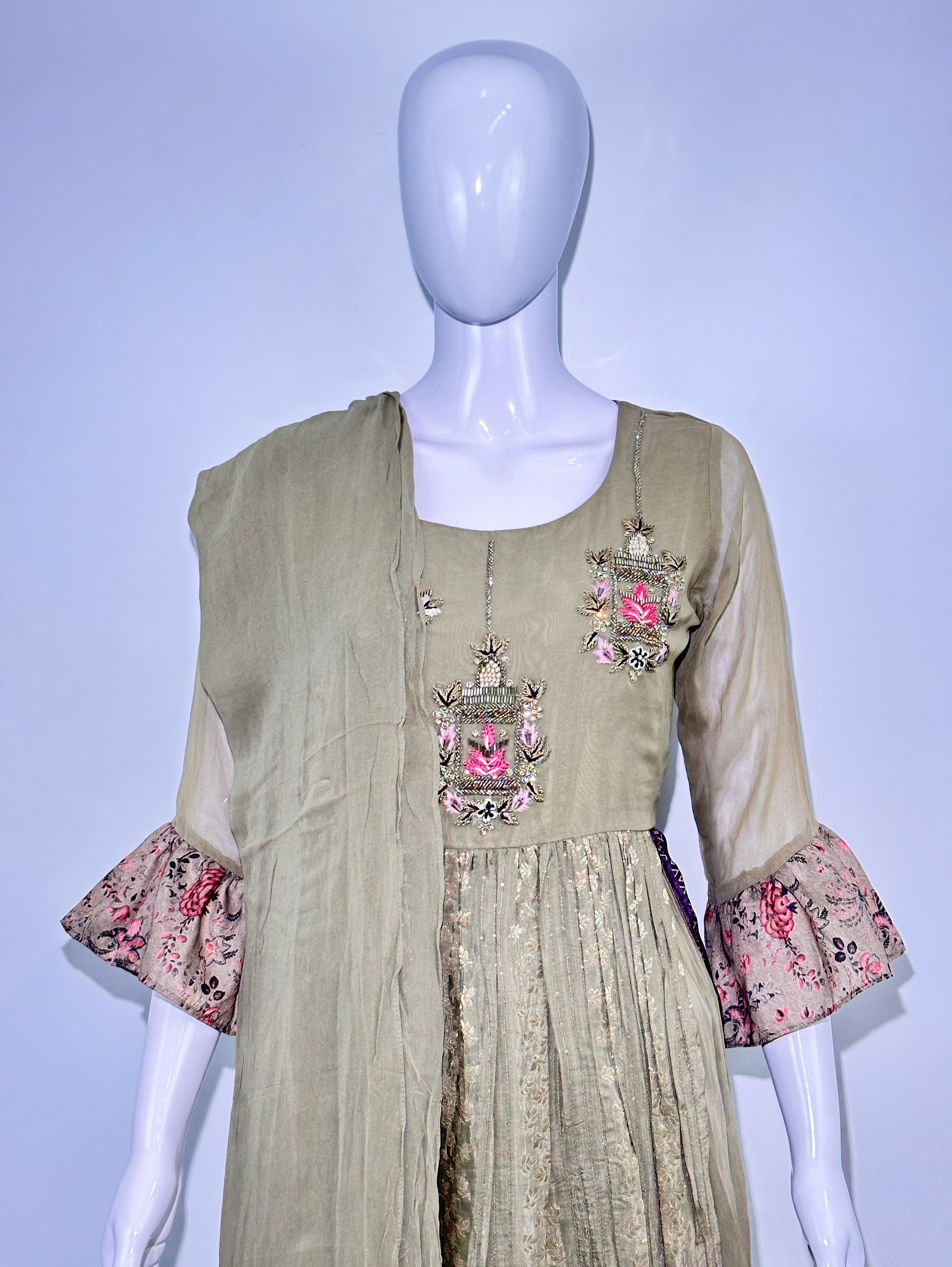 Image of Georgette Naira Cut 3 Piece Palazzo Set