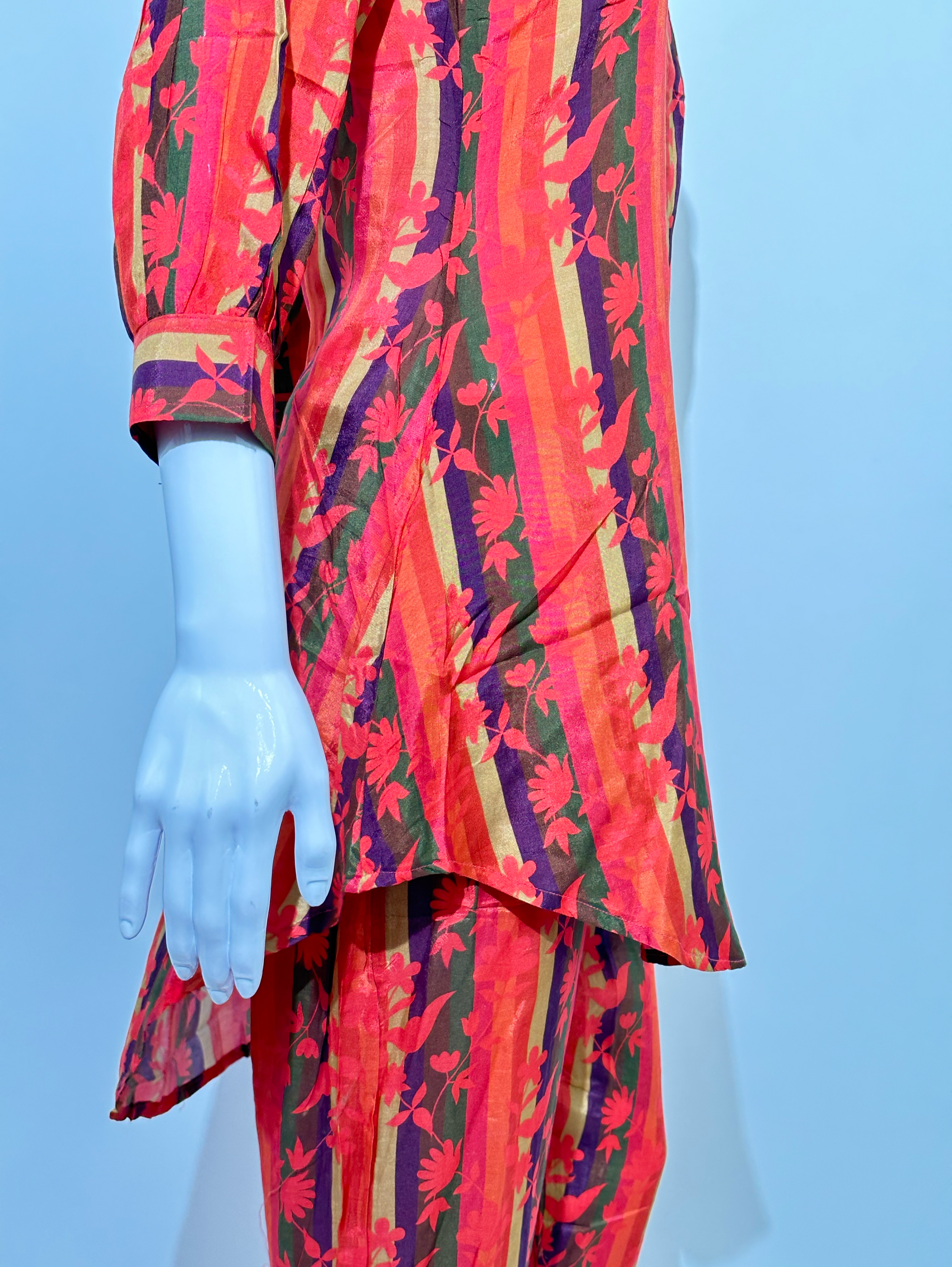 Muslin Flower Print Coords with Collar and Pocket work