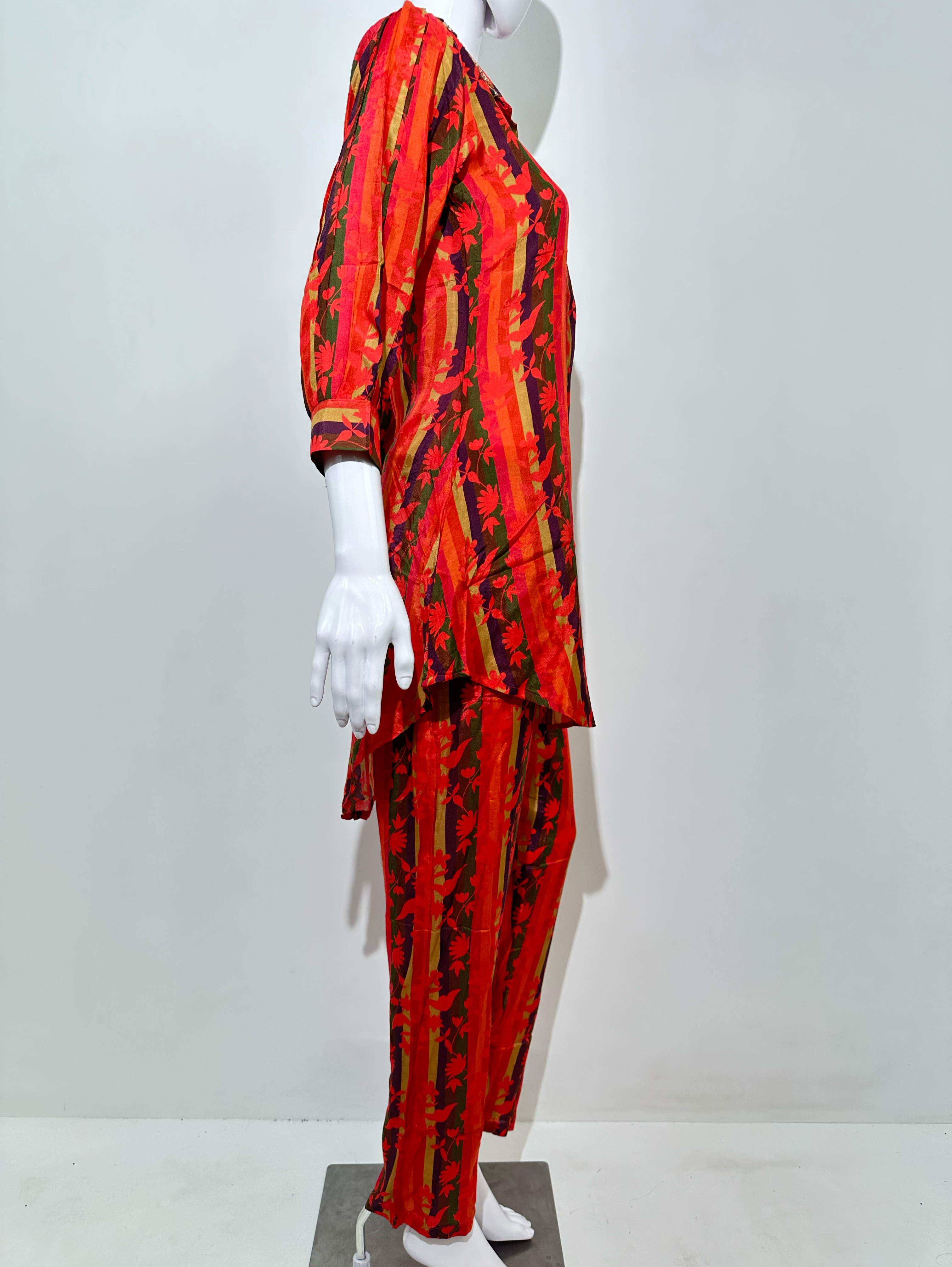 Muslin Flower Print Coords with Collar and Pocket work