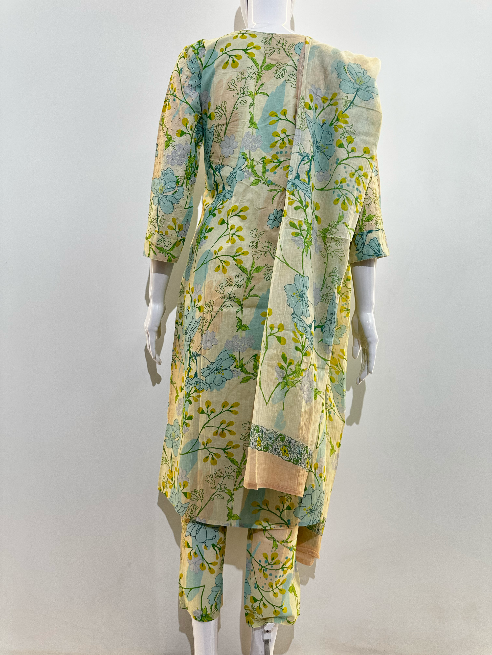 Lucknowi work Cotton Kurti Set -3 Piece