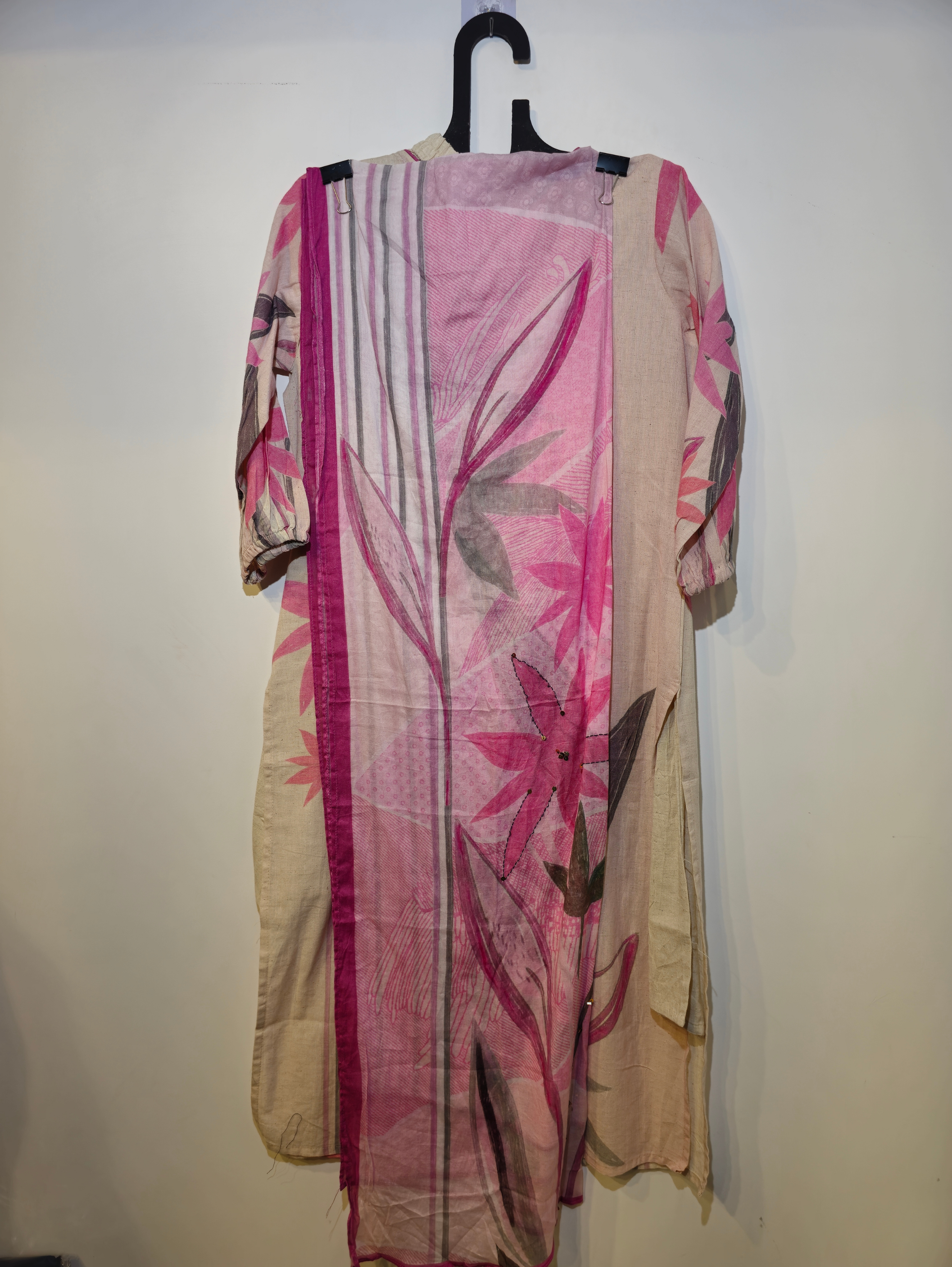 Image of Pure Cotton Straight Kurti Set - 3 Piece