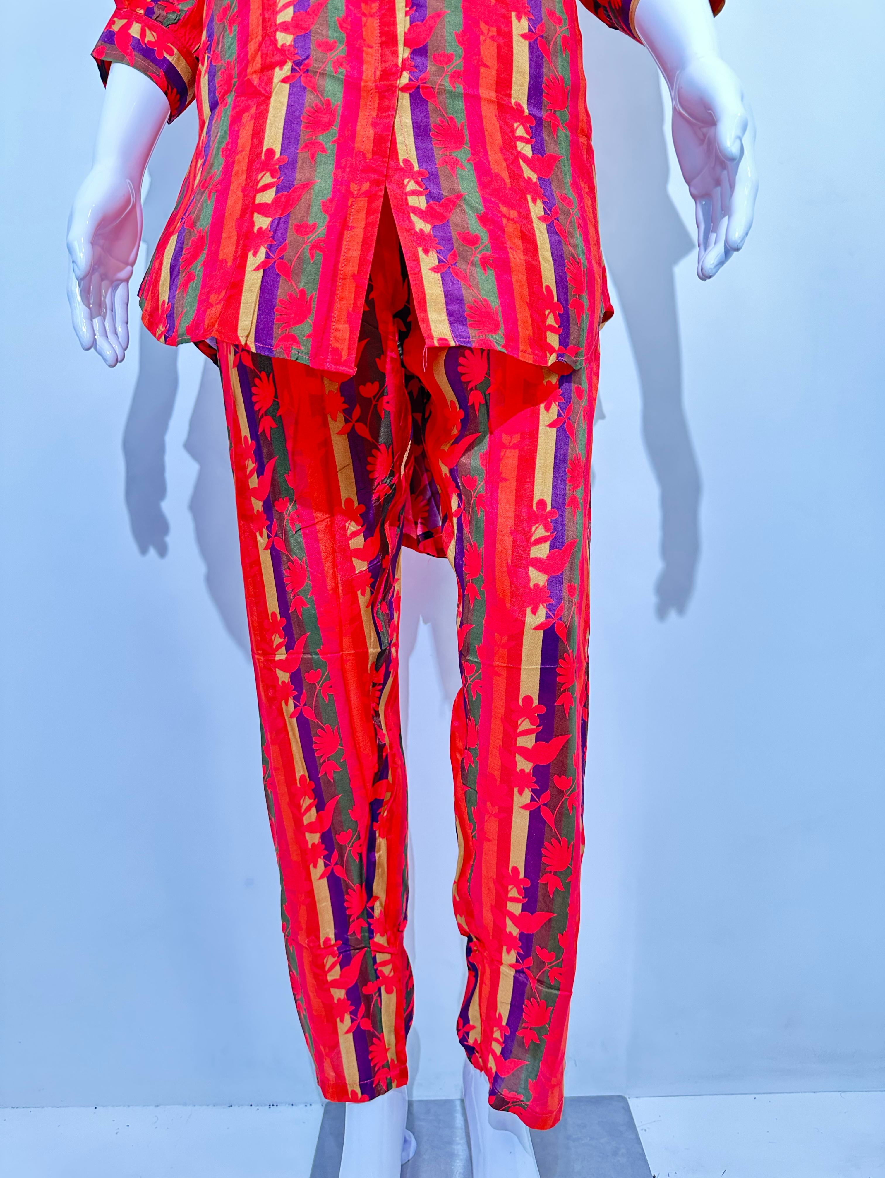 Image of Muslin Flower Print Coords with Collar and Pocket work