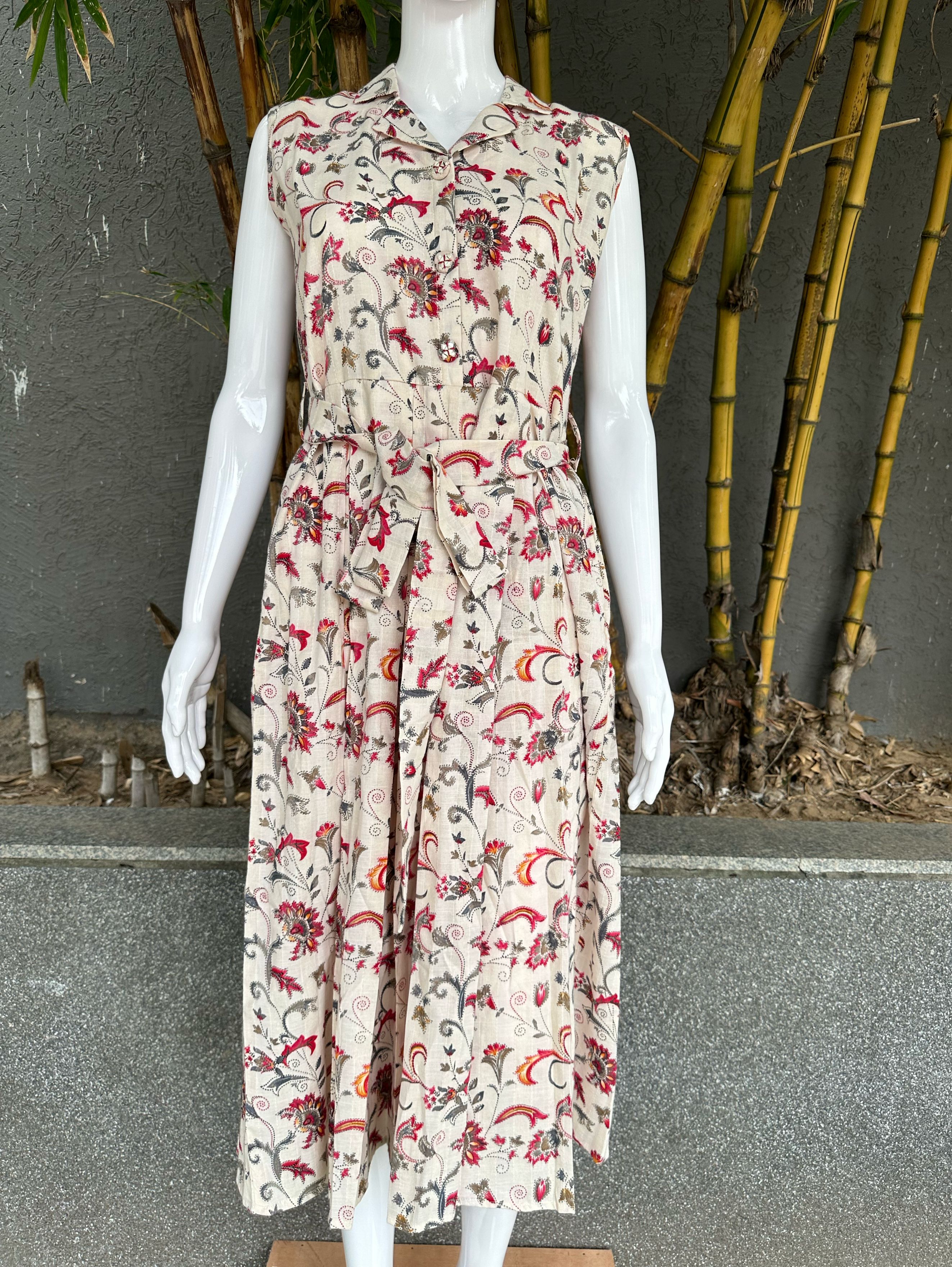 Image of Cotton Midi Dress - With Belt