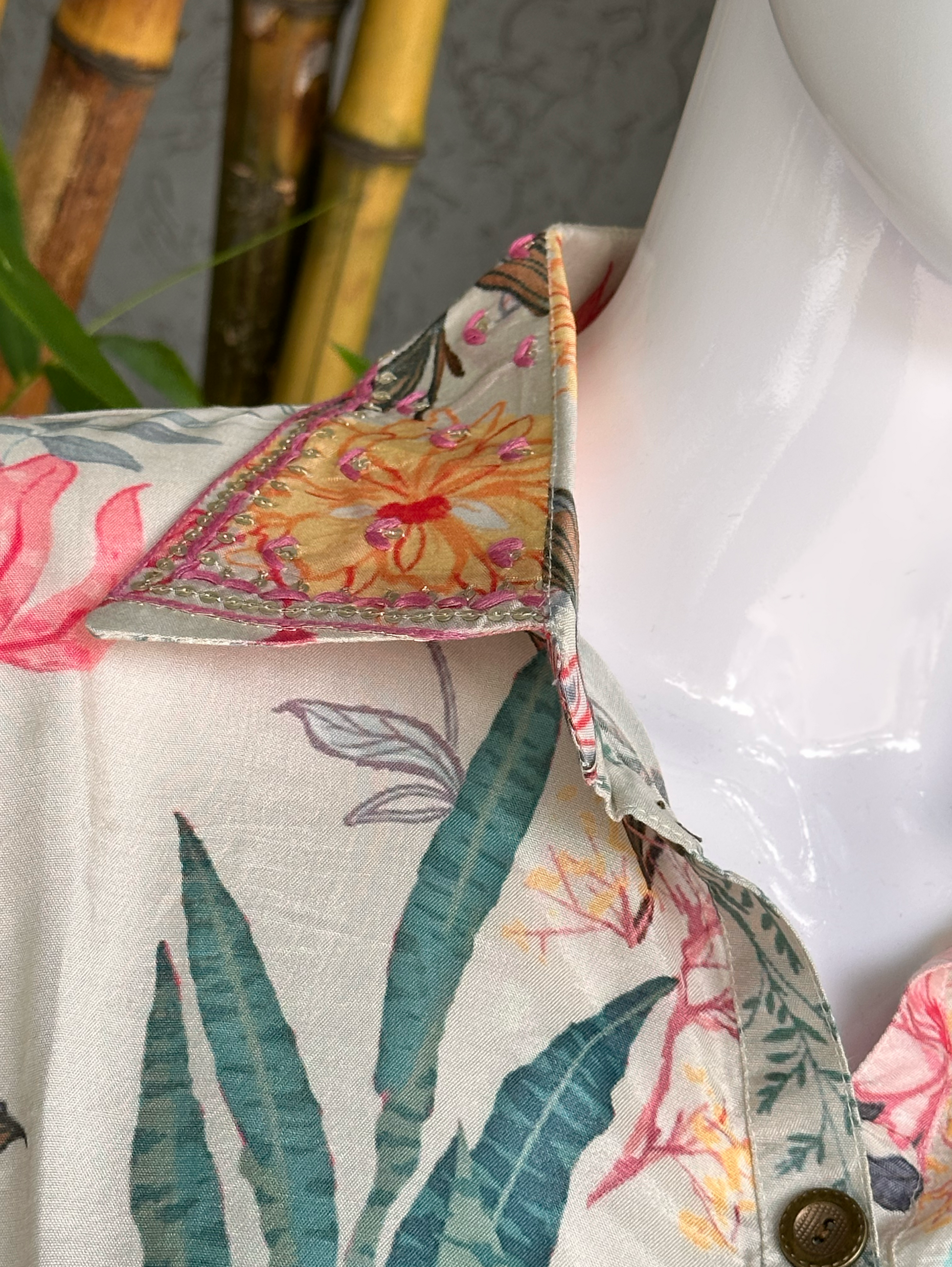 Muslin Flower Print Coord Set with Hand work