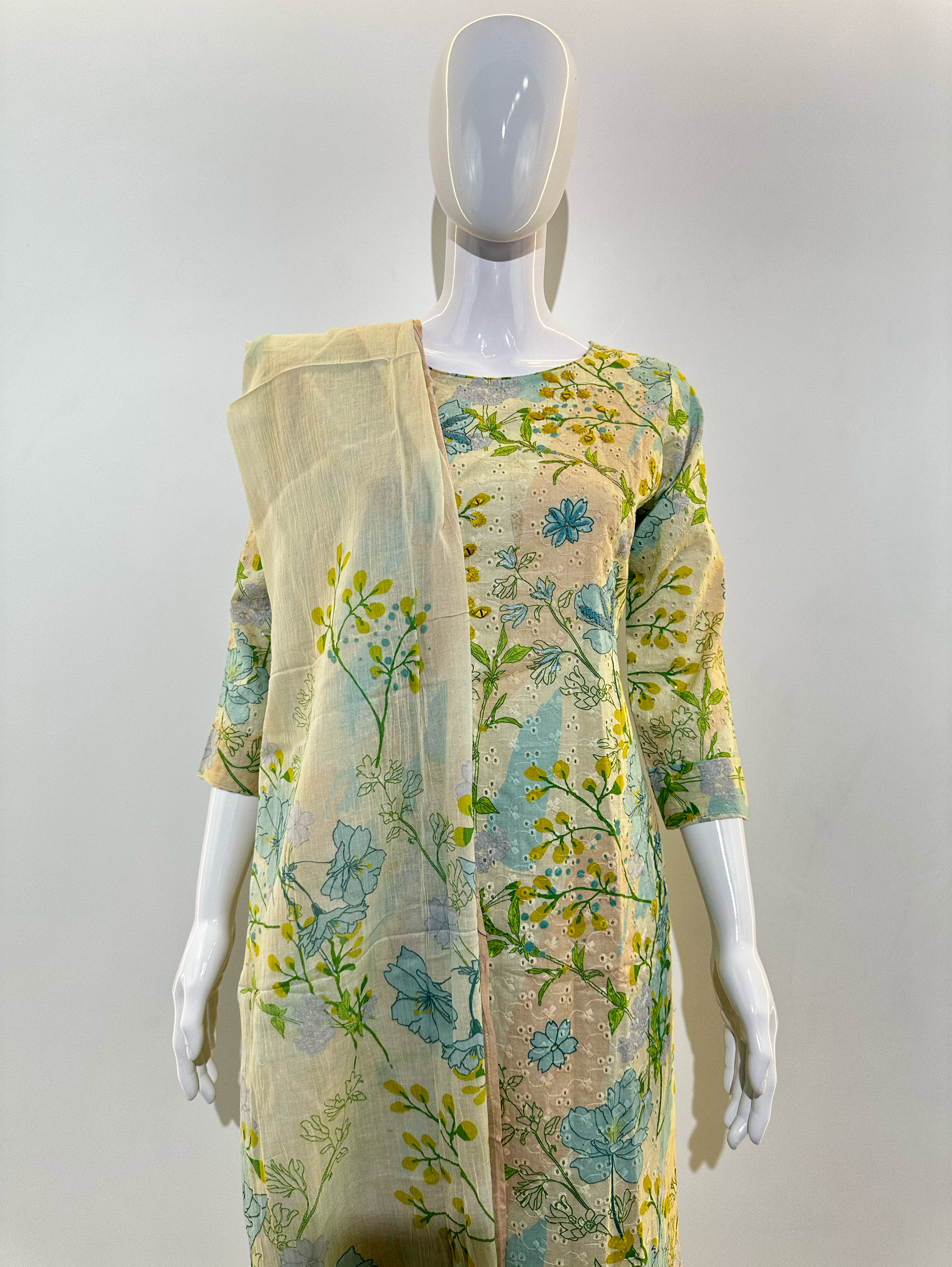 Image of Lucknowi work Cotton Kurti Set -3 Piece