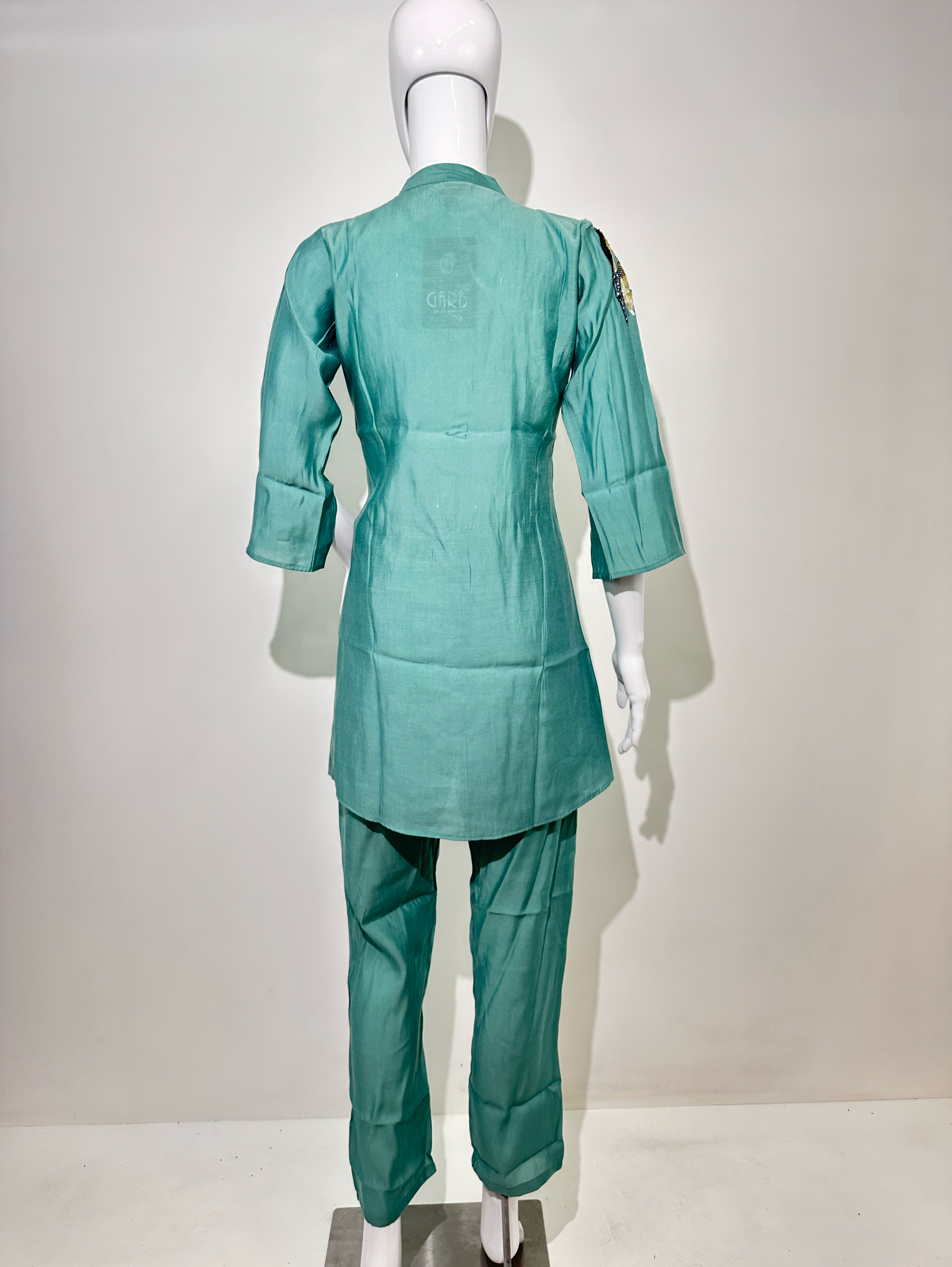 Image of Sea Green Muslin Hand work Coords