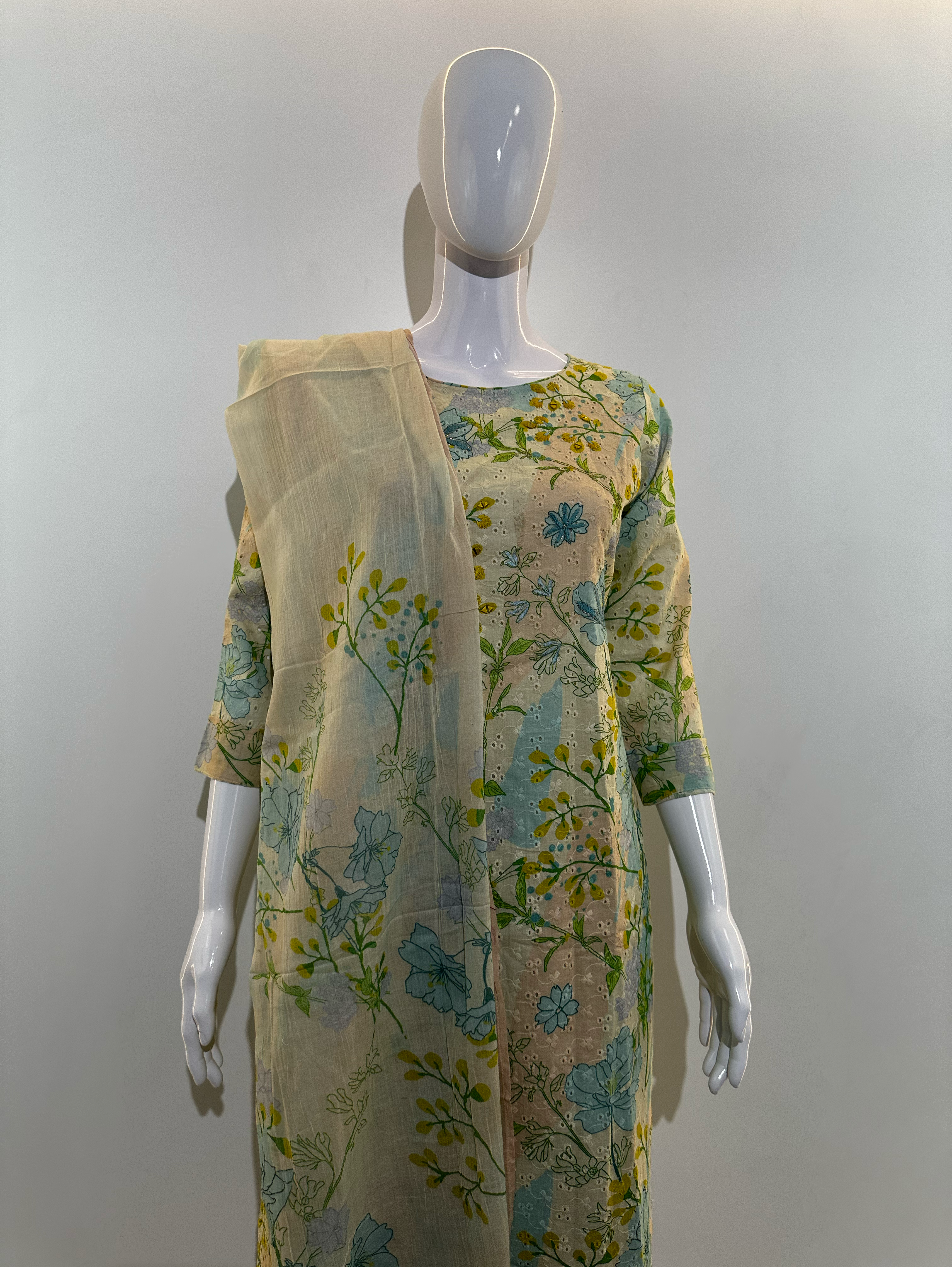 Image of Lucknowi work Cotton Kurti Set -3 Piece