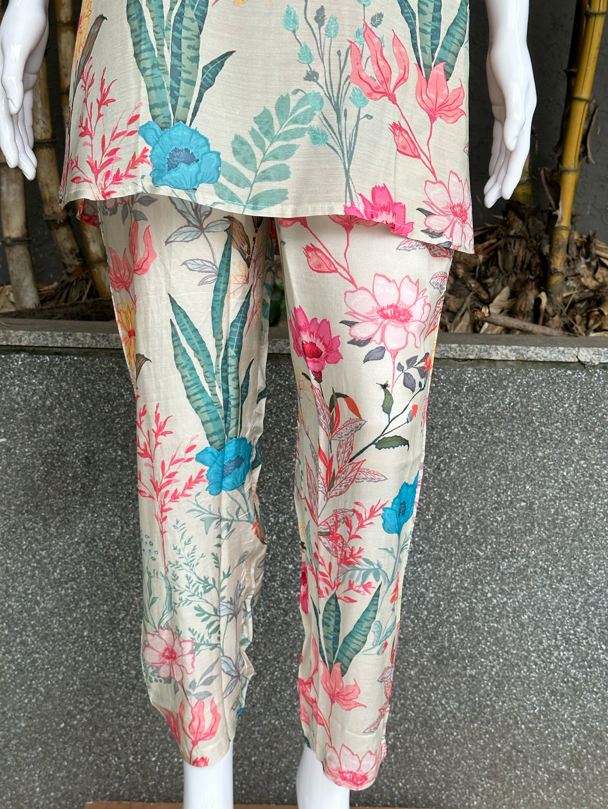Muslin Flower Print Coord Set with Hand work