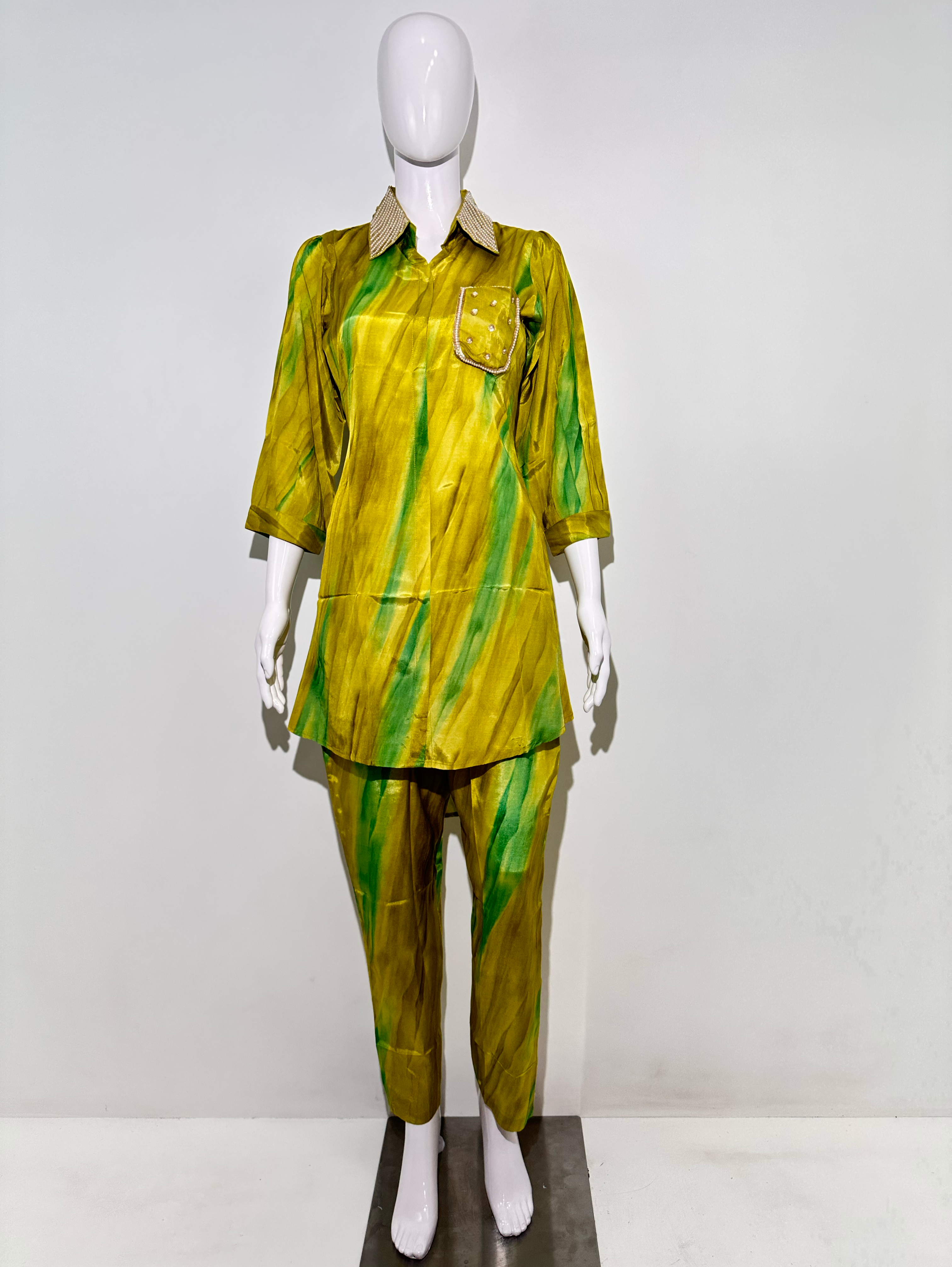 Image of Muslin with Collar and Side Pocket work Coords