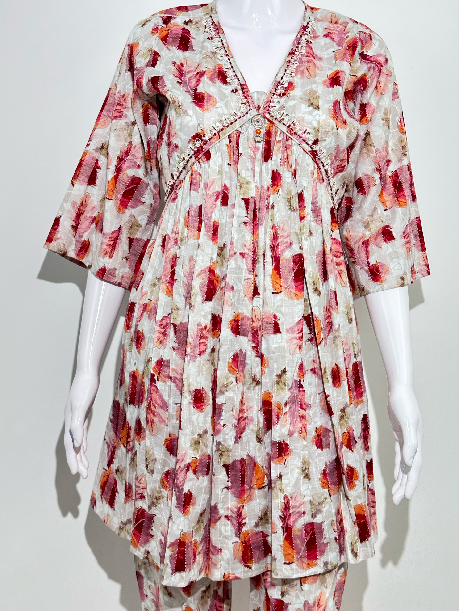 Alia Cut Coord Set with Neck work