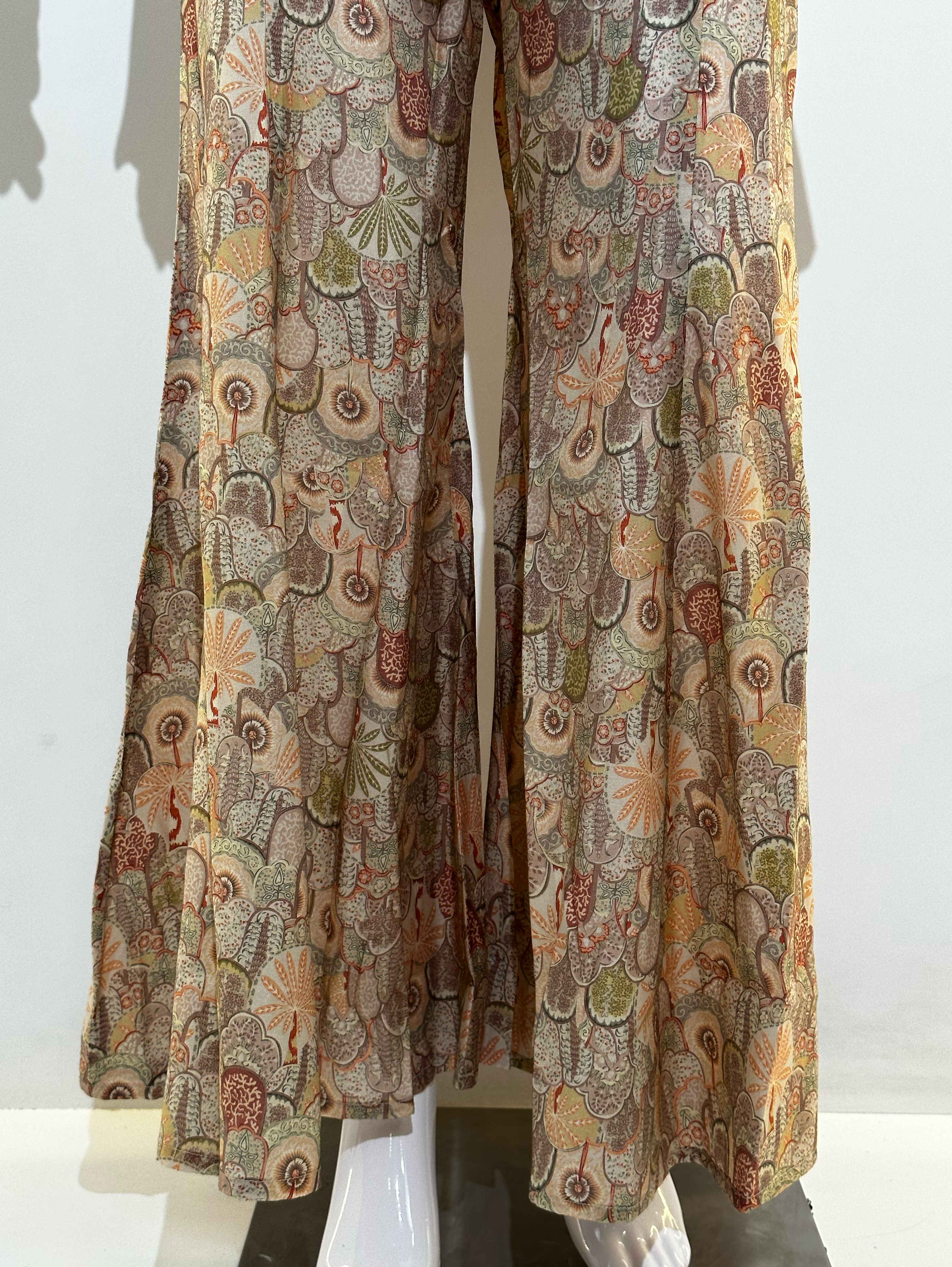 Image of Muslin Embroidery Bell Bottom Kurti Set