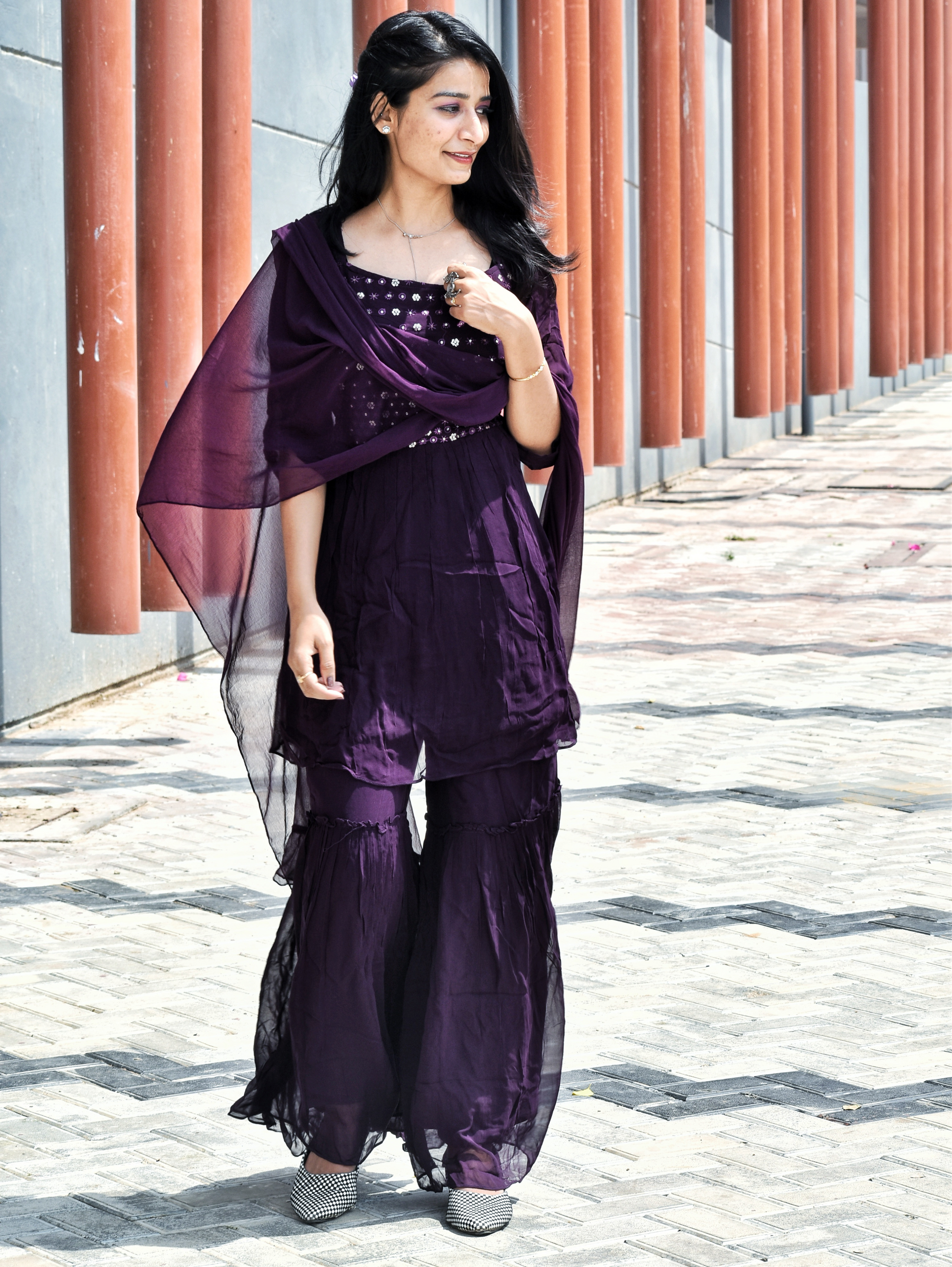 Georgette with Embroidery 3 Piece Sharara set