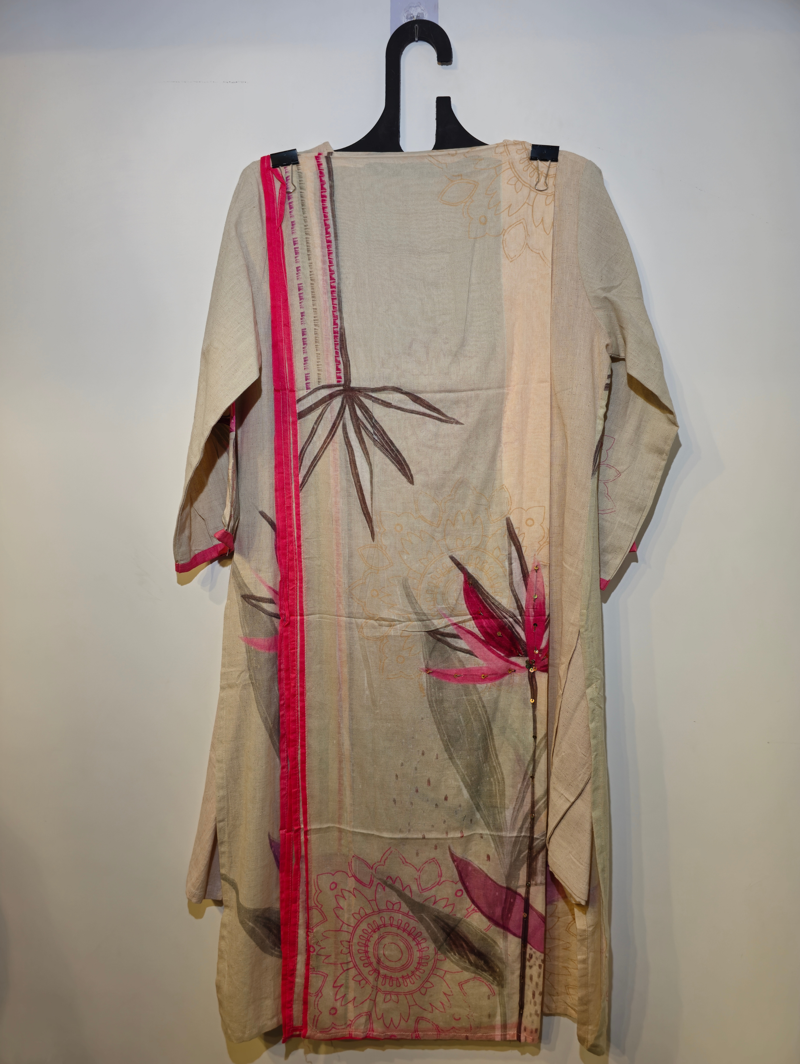 Pure Cotton Straight Kurti Set - 3 Piece