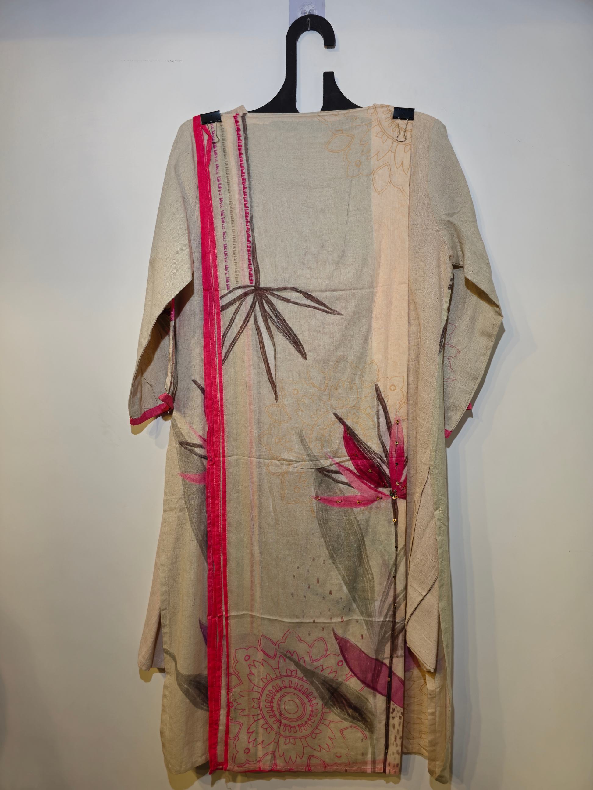 Pure Cotton Straight Kurti Set - 3 Piece