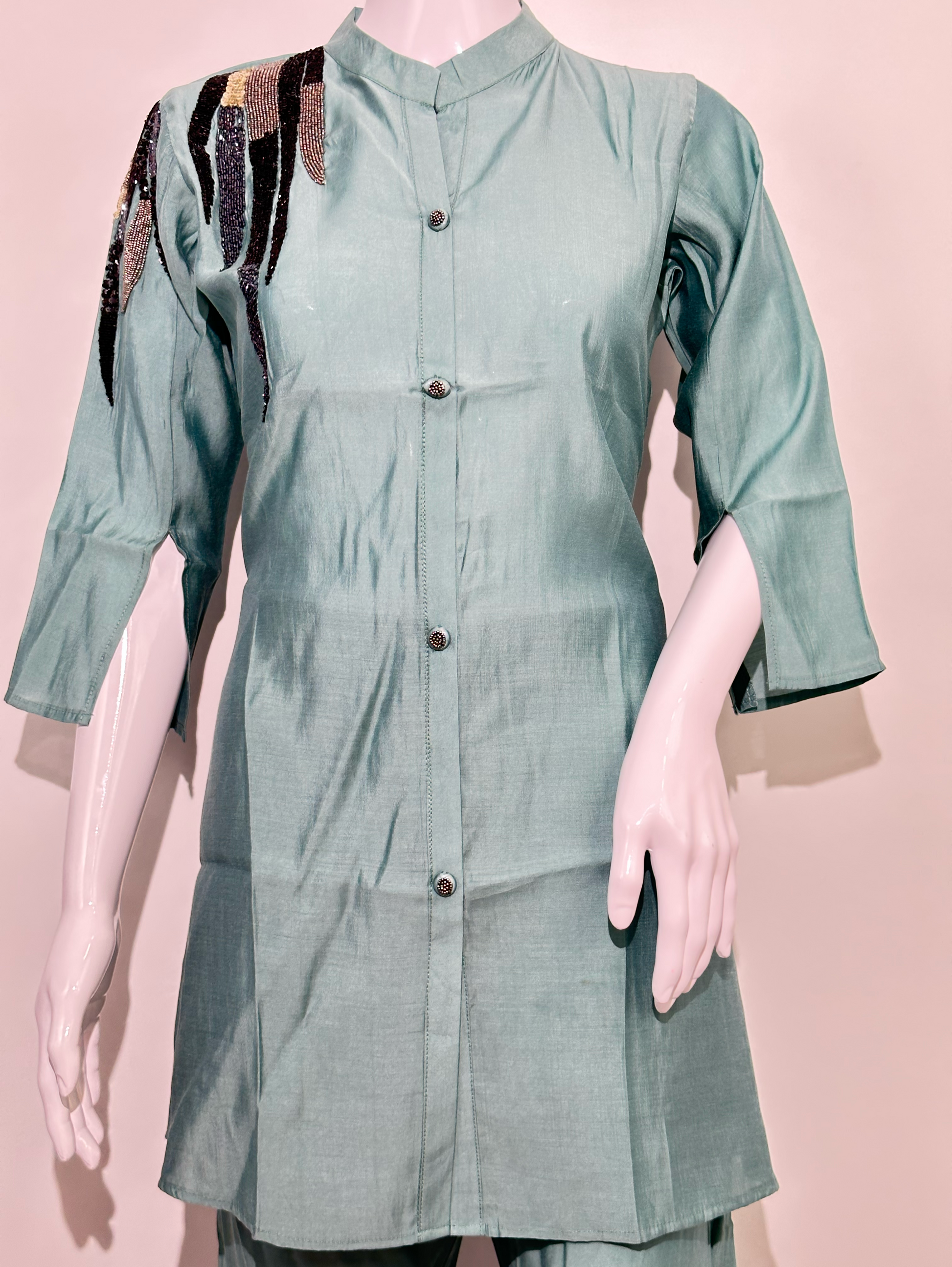 Sea Green Muslin Hand work Coords