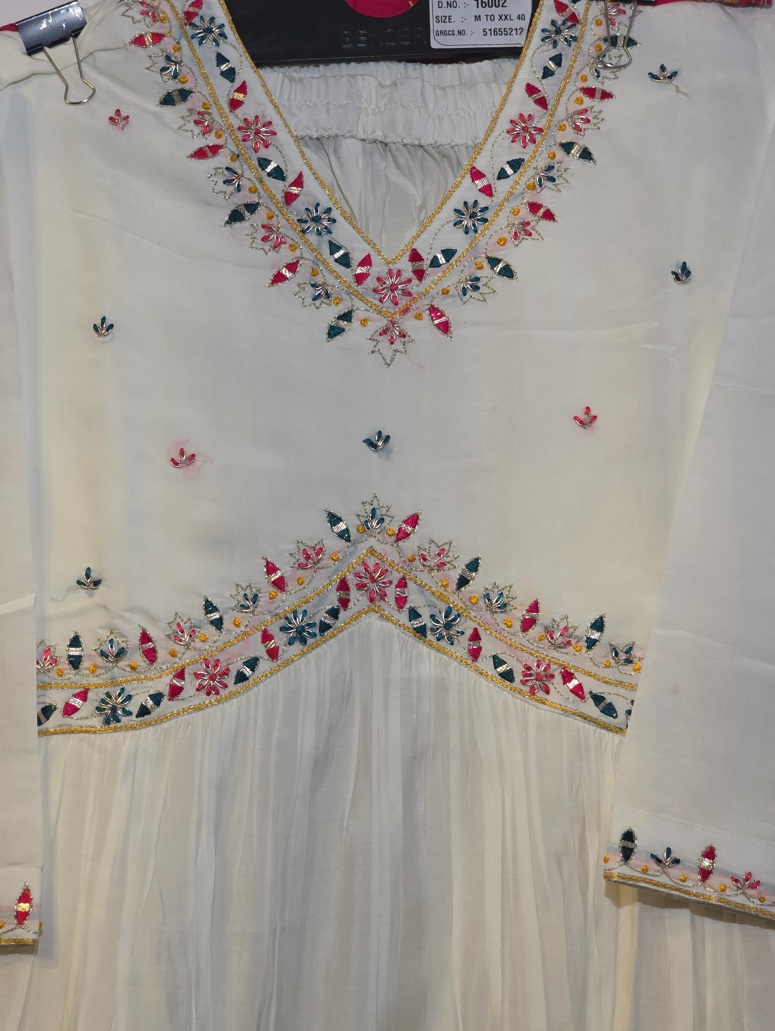 Image of Pure Muslin Flared Kurti Set - 3 Piece