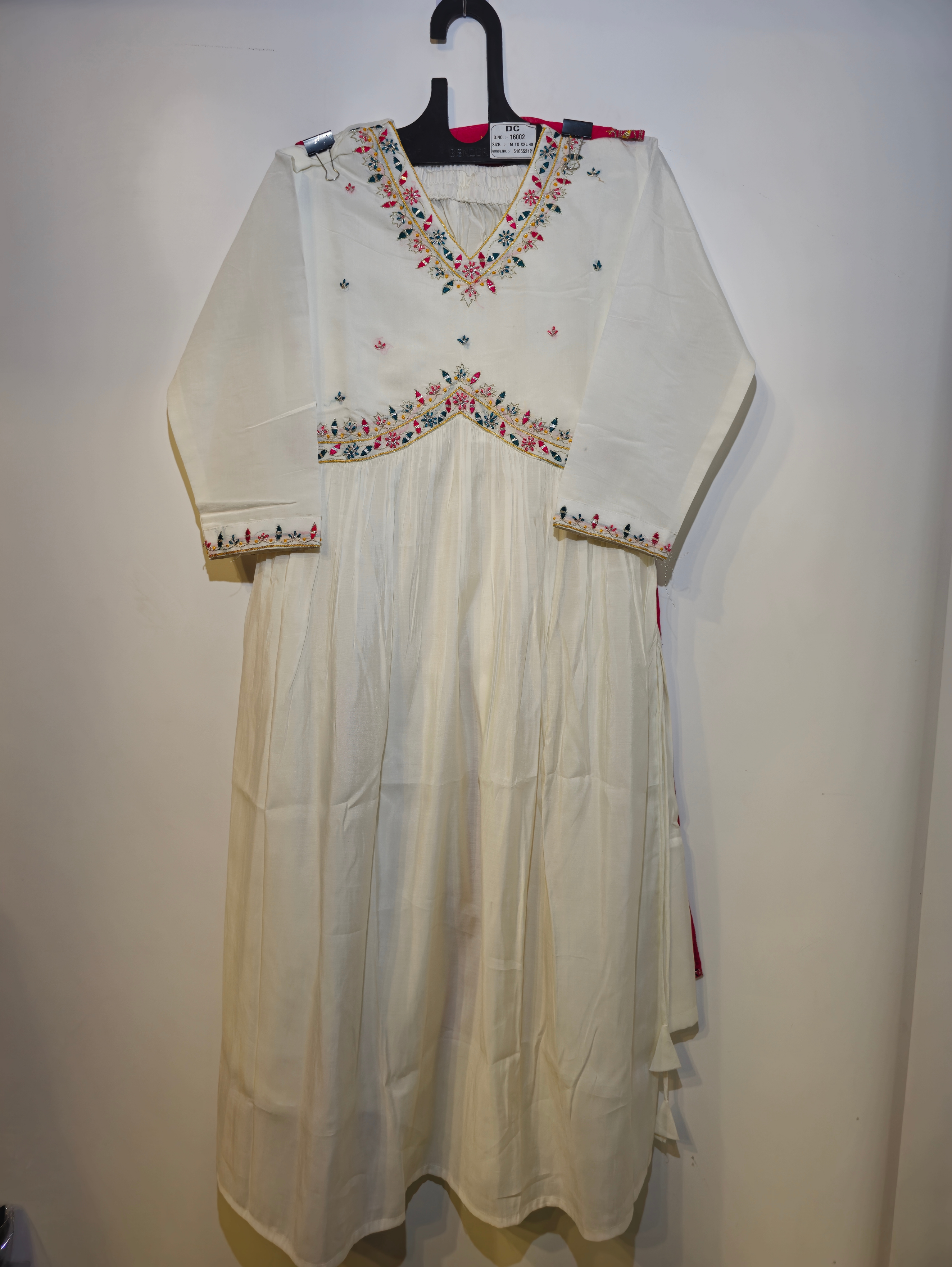 Pure Muslin Flared Kurti Set - 3 Piece