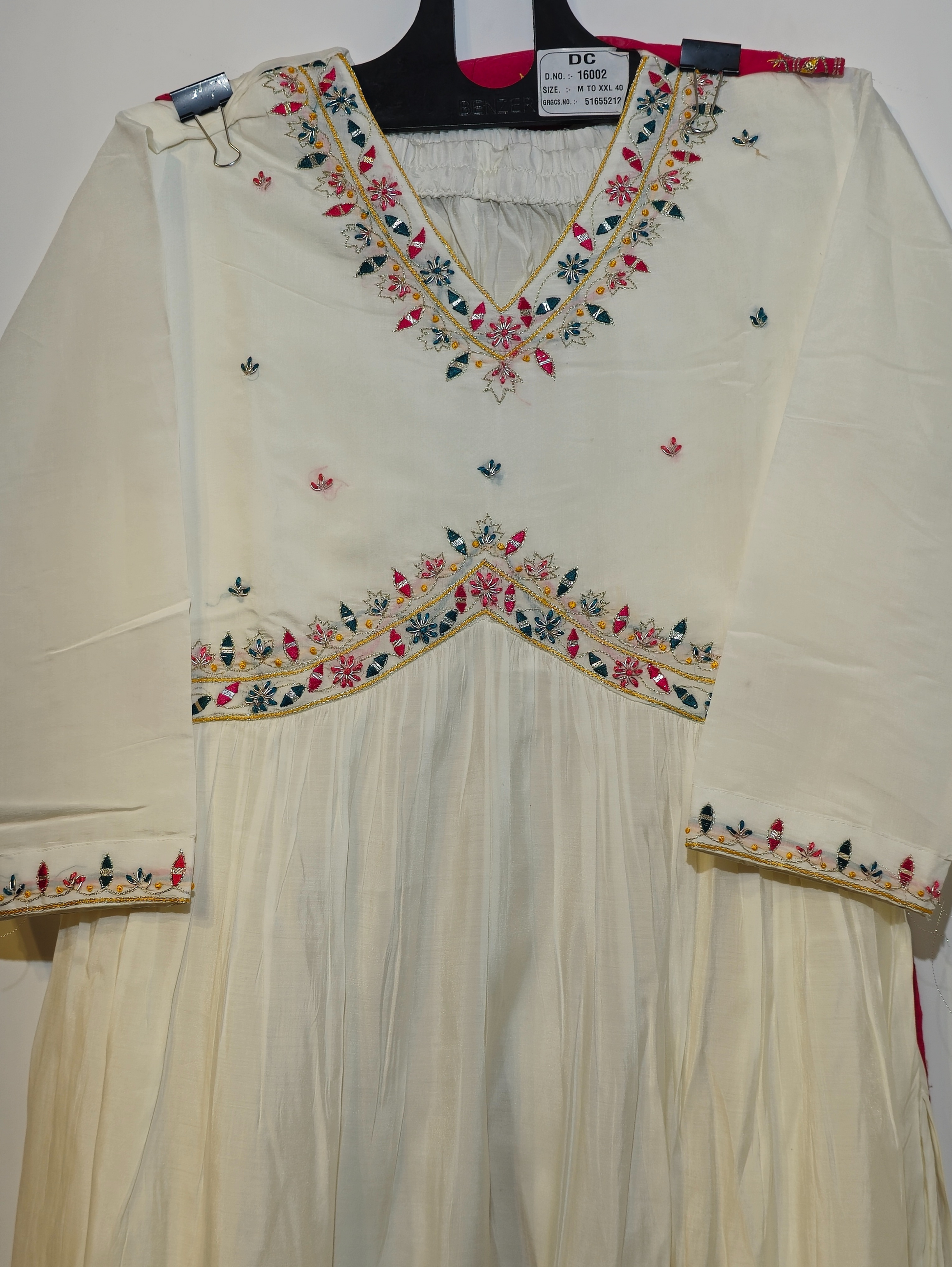 Pure Muslin Flared Kurti Set - 3 Piece