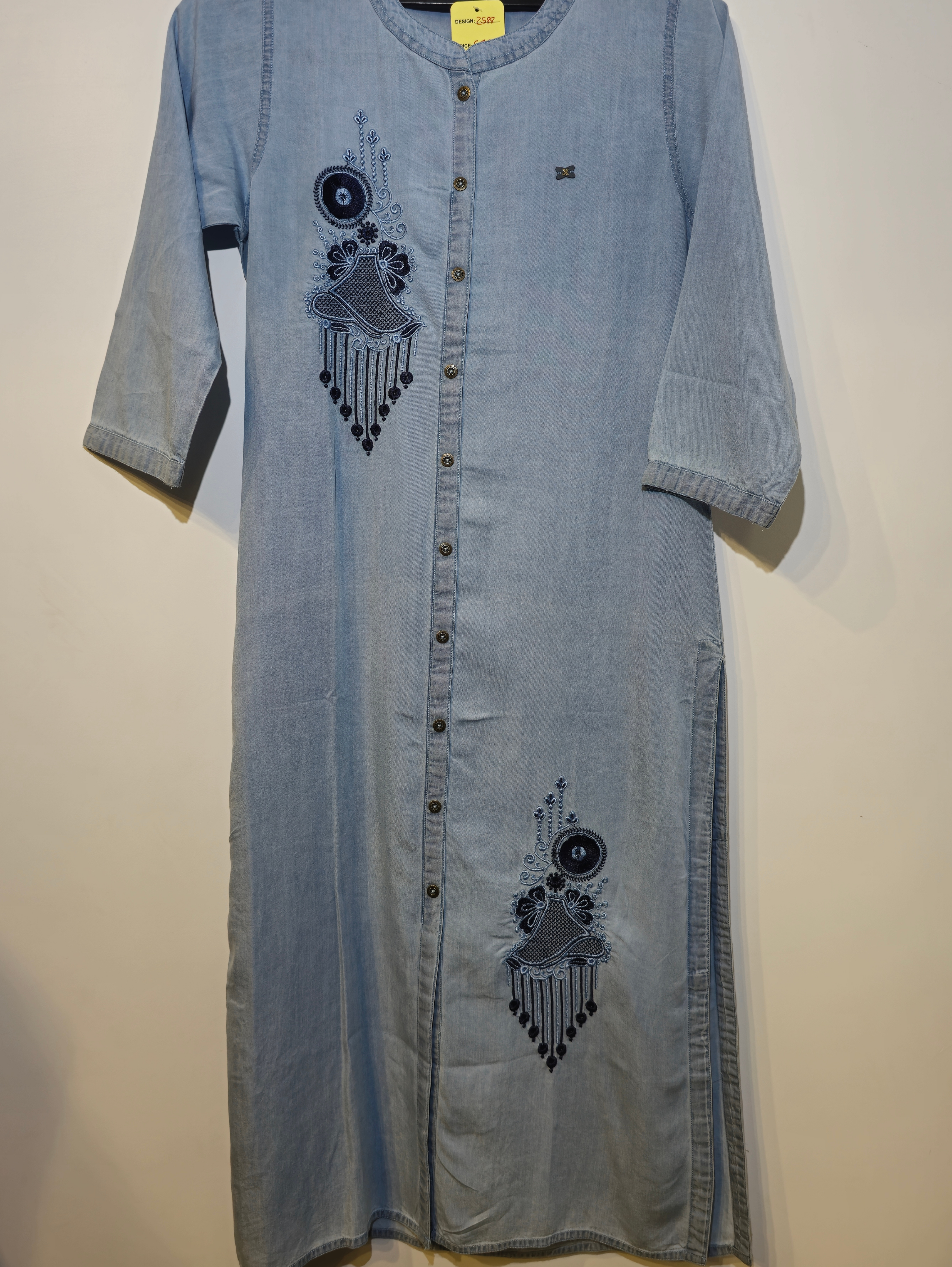 Image of Designer Denim Straight Kurti