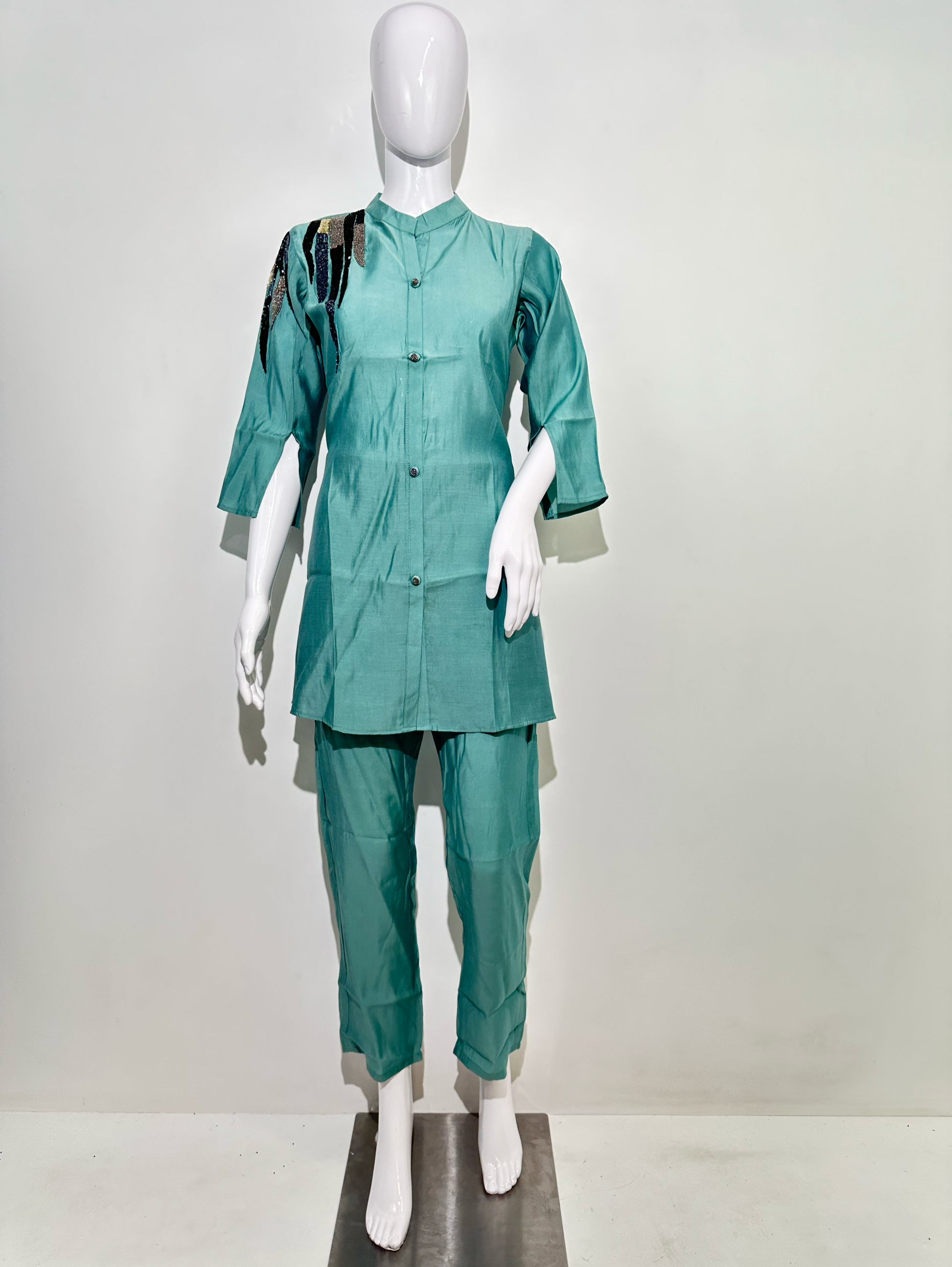 Sea Green Muslin Hand work Coords