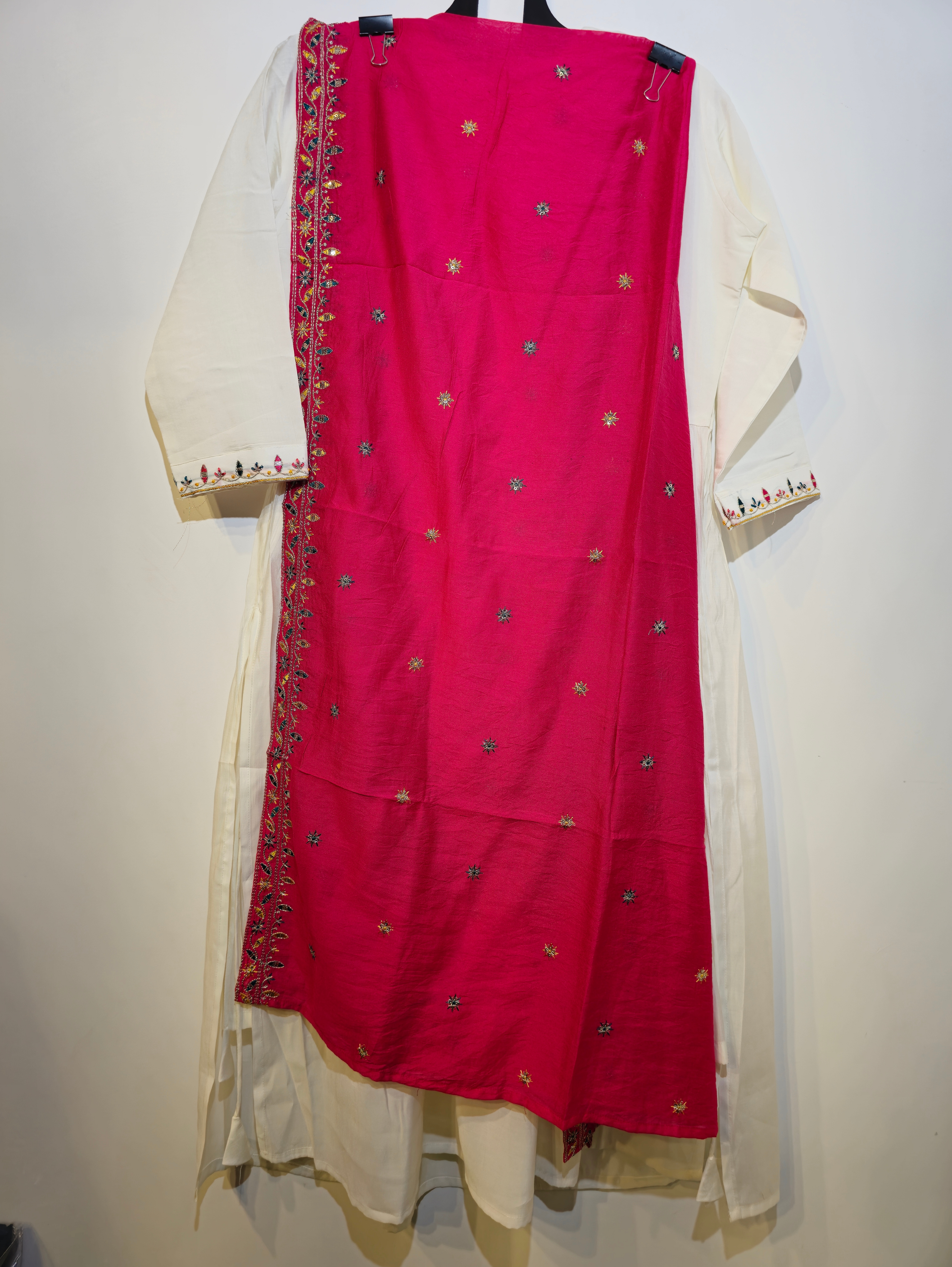 Image of Pure Muslin Flared Kurti Set - 3 Piece