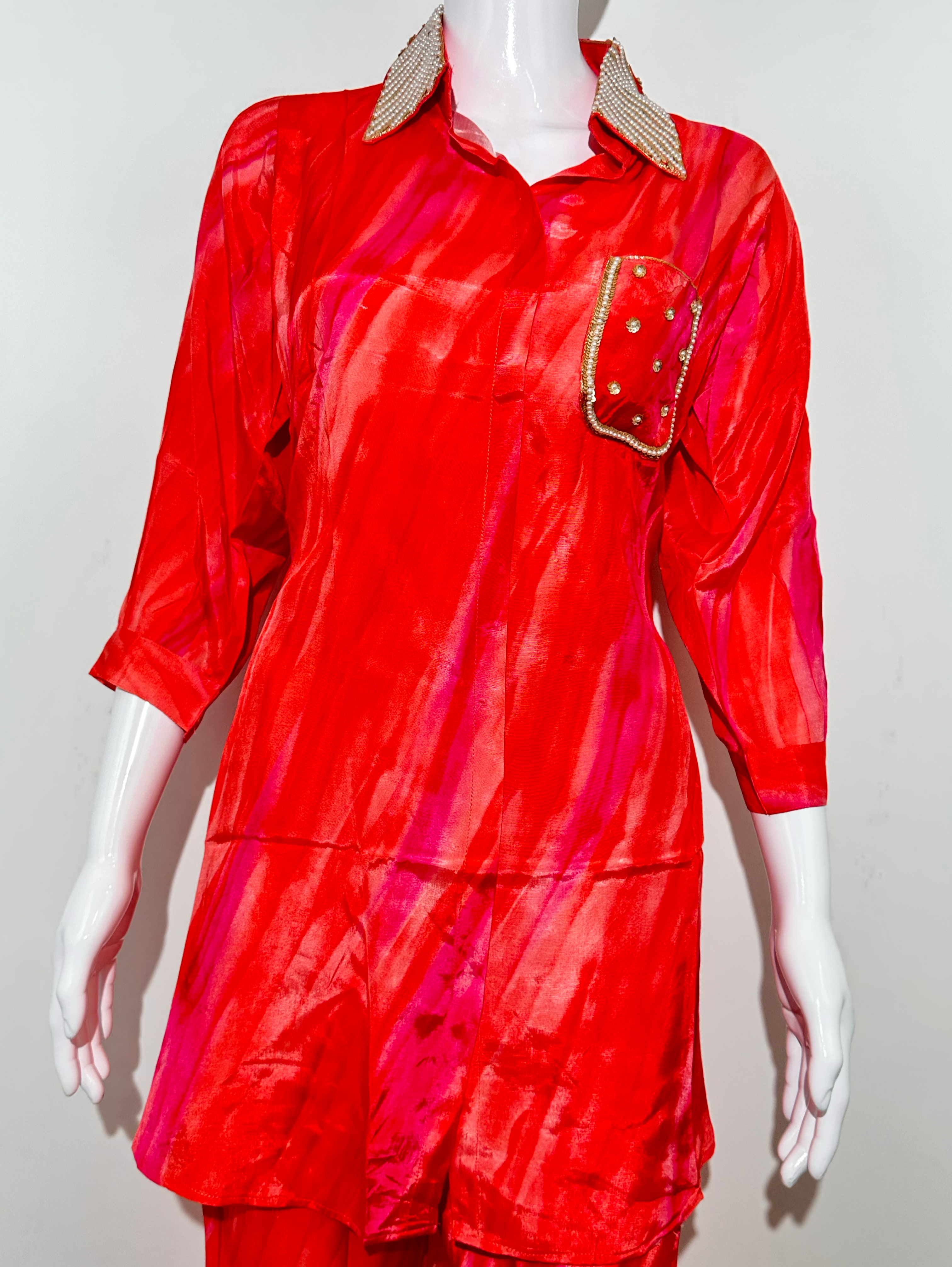 Image of Muslin Coords with Moti Embroidery work