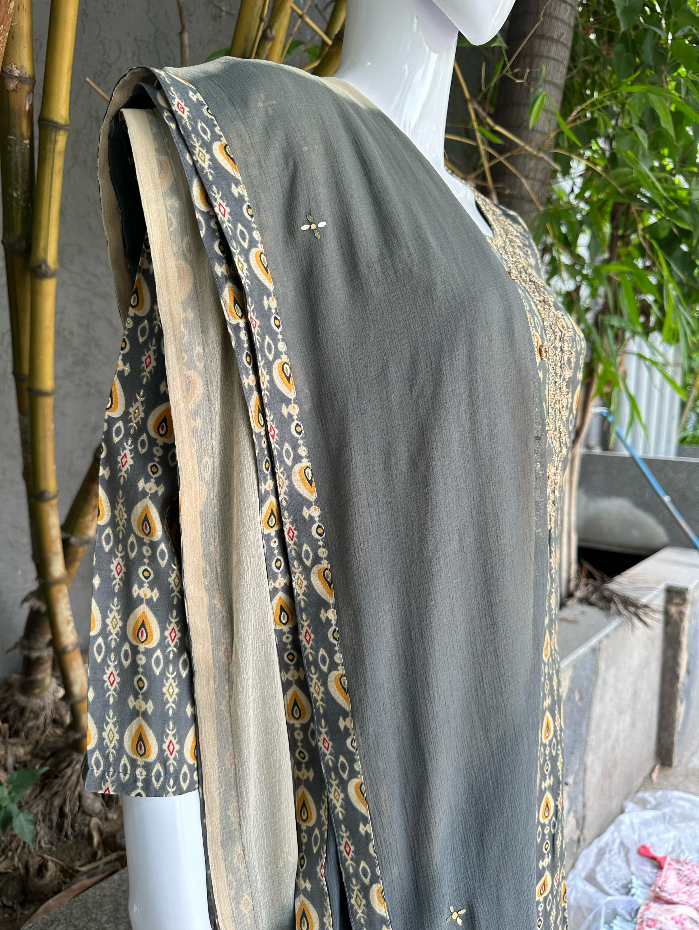 Image of Muslin Straight Kurti Set - 3 Piece